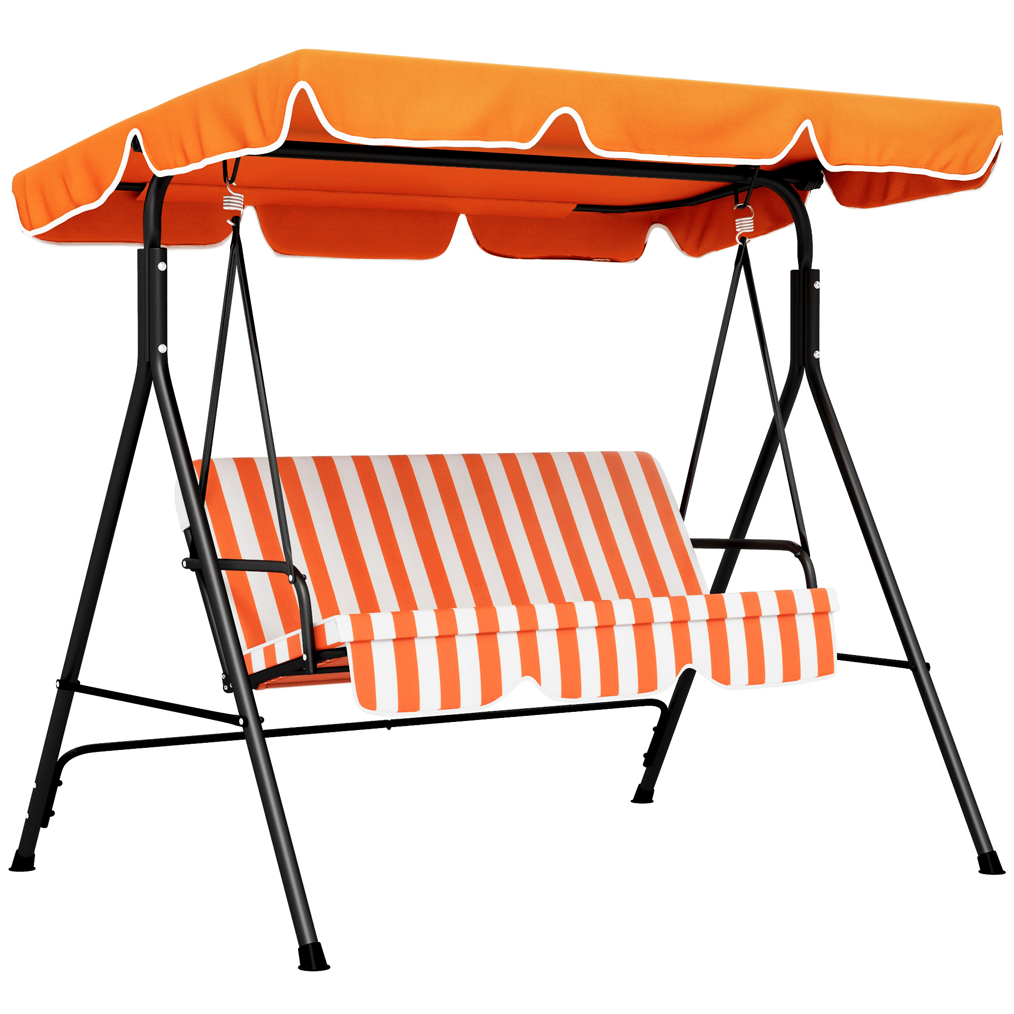Outsunny Dondolo da Giardino Esterno 3 posti con Tendalino Regolabile e Telaio in Acciaio 172x110x153 cm Arancione Aosom Italy Outsunny Dondolo da Giardino Esterno 3 posti con Tendalino Regolabile e Telaio in Acciaio 172x110x153 cm Arancione Aosom Italy
