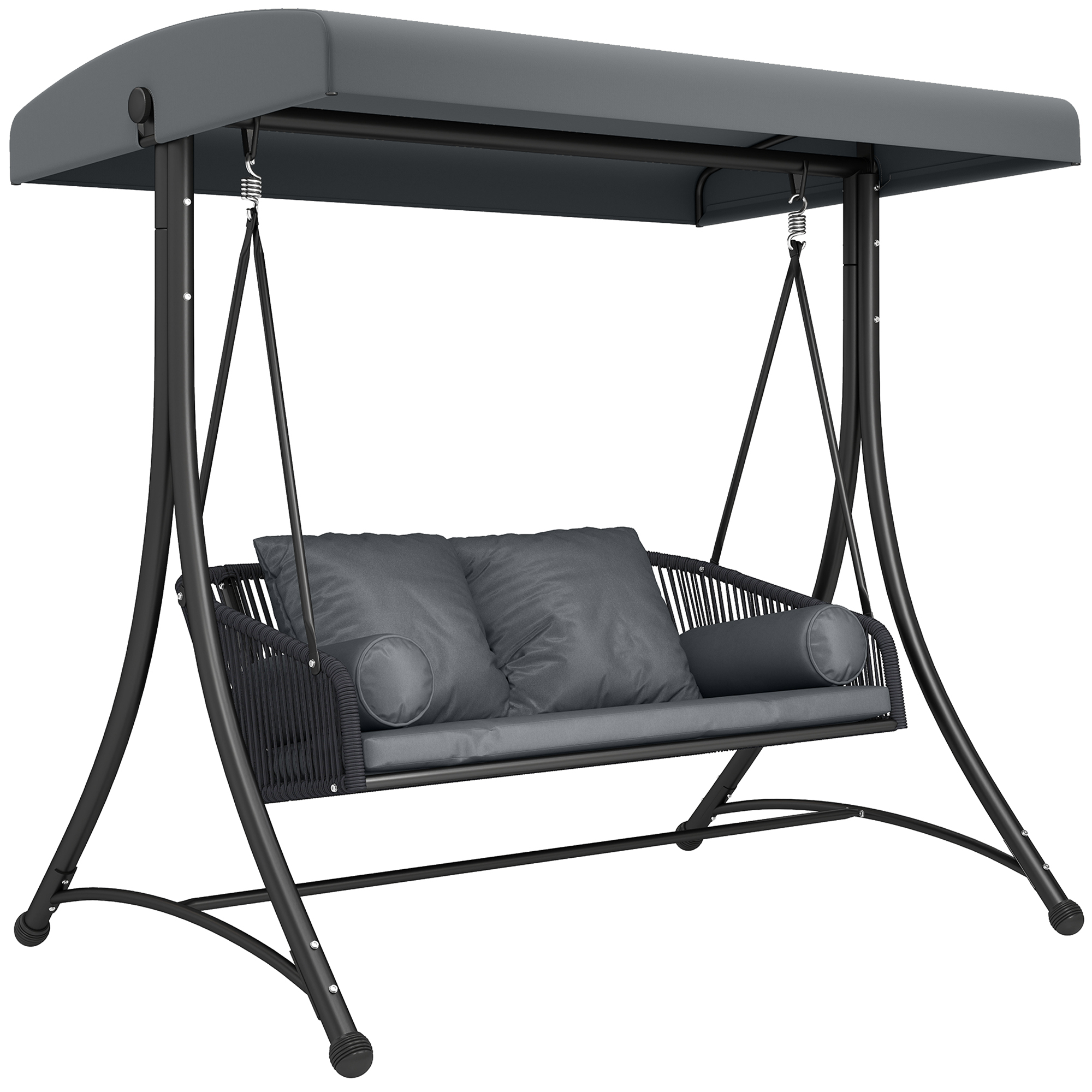 Outsunny Dondolo Stile Hollywood in Rattan 2 Posti con Tetto Parasole Regolabile, Cuscino Morbido, Struttura a Telaio, Grigio Scuro Aosom Italy Outsunny Dondolo Stile Hollywood in Rattan 2 Posti con Tetto Parasole Regolabile, Cuscino Morbido, Struttura a Telaio, Grigio Scuro Aosom Italy