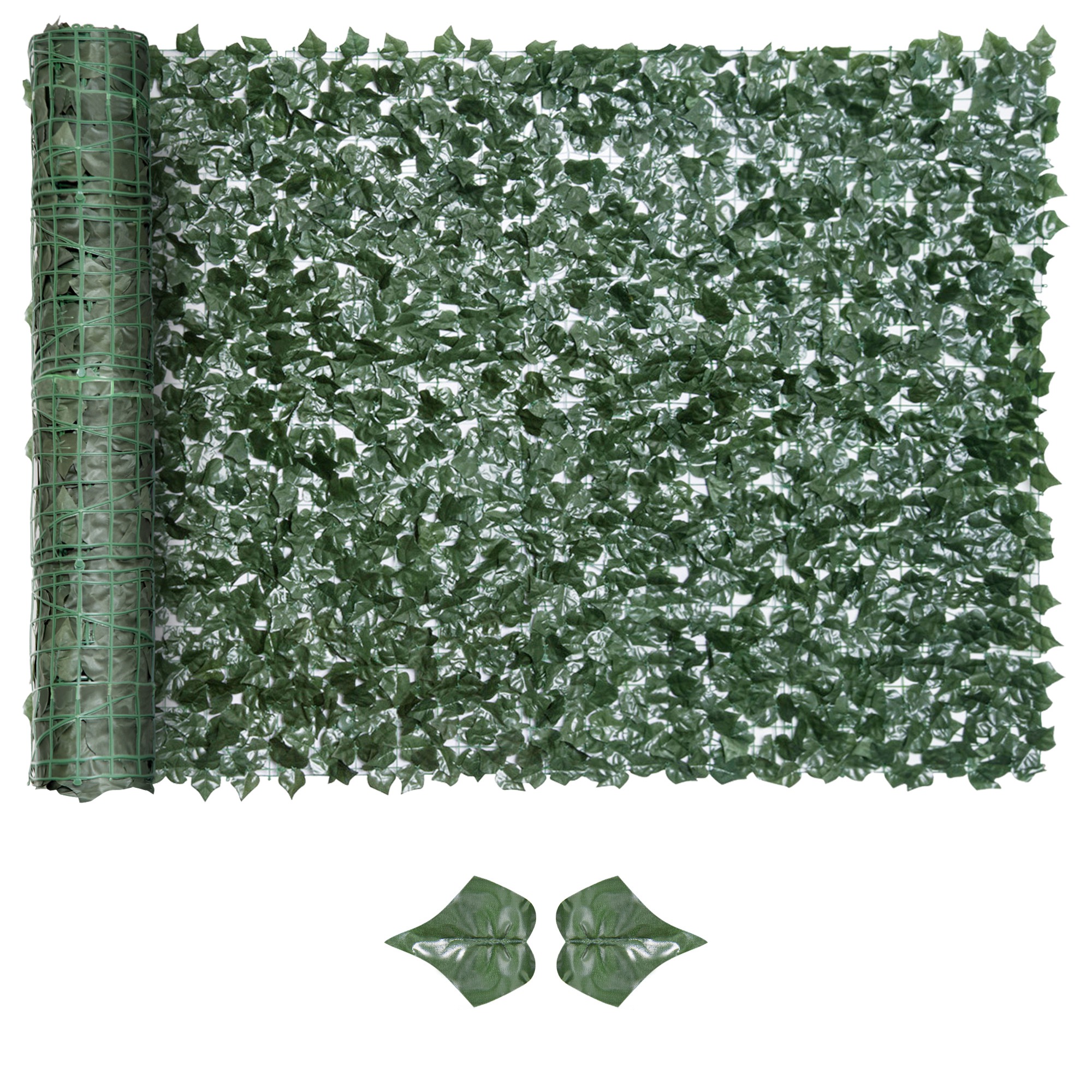 Outsunny Edere Finte, Siepe Artificiale 150x300 cm in PE Anti-UV, Siepe Finta per Recinzioni con Foglie, Verde Scuro Outsunny Edere Finte, Siepe Artificiale 150x300 cm in PE Anti-UV, Siepe Finta per Recinzioni con Foglie, Verde Scuro