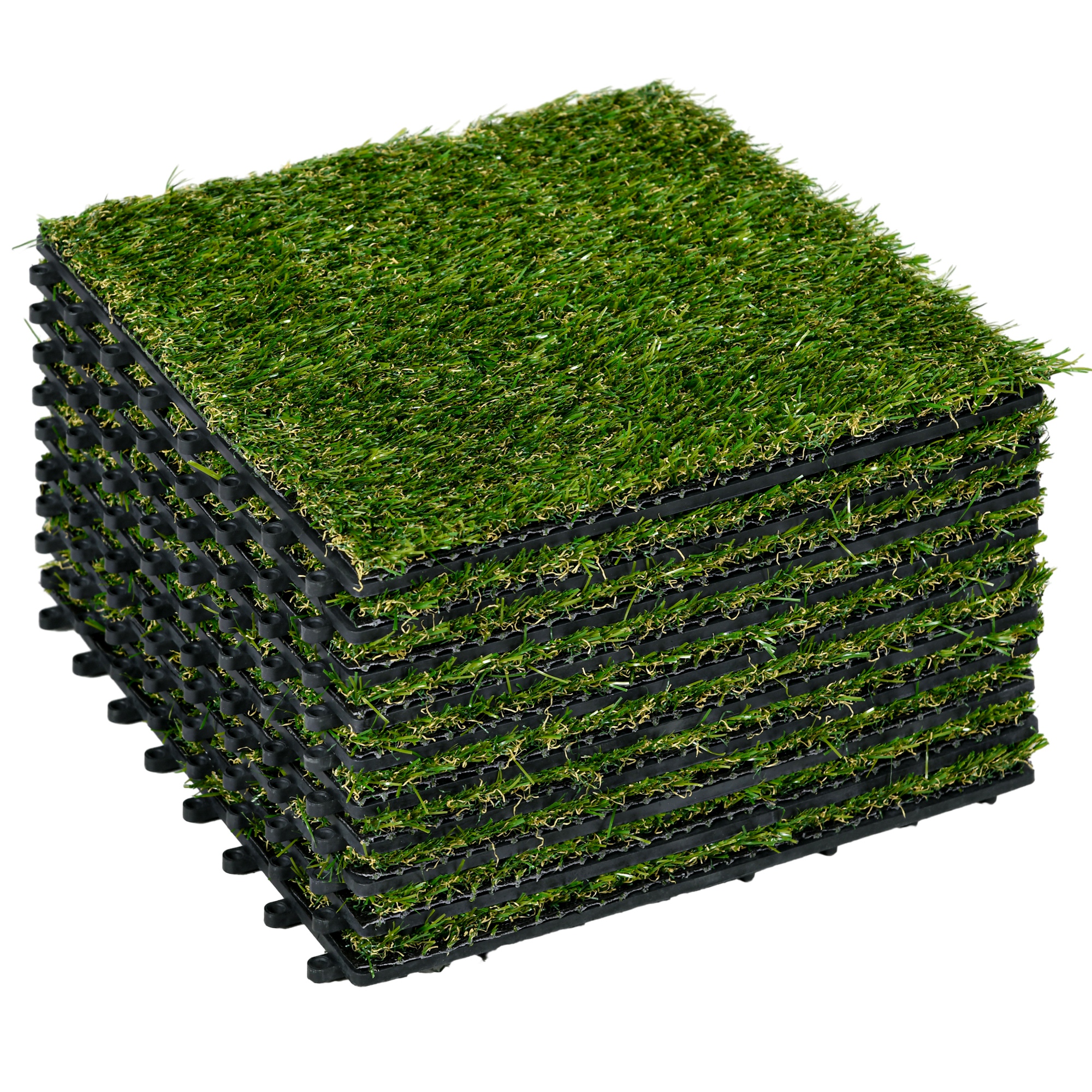 Outsunny Erba Finta Prato Artificiale Sintetica Realistica 30x30cm Verde Scuro Aosom Italy