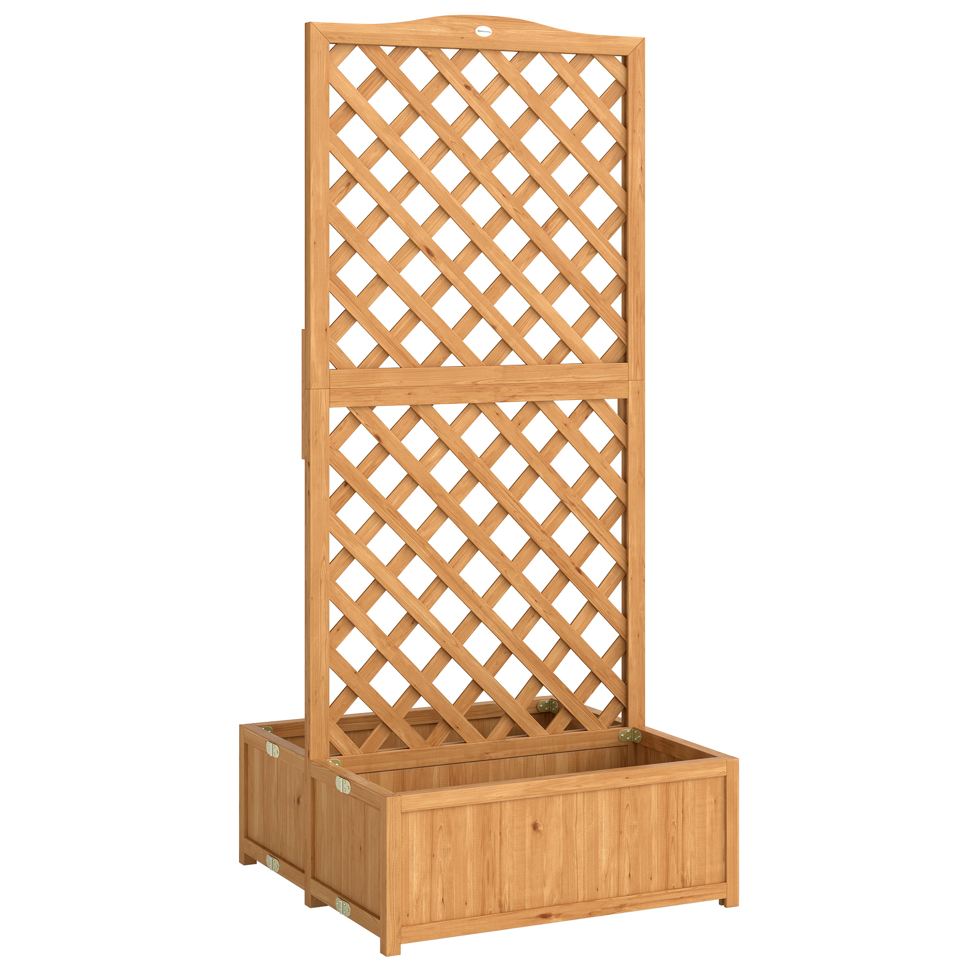 Outsunny Fioriera con grigliato e doppia cassetta pieghevole, 73x70x170 cm, Legno naturale Aosom Italy