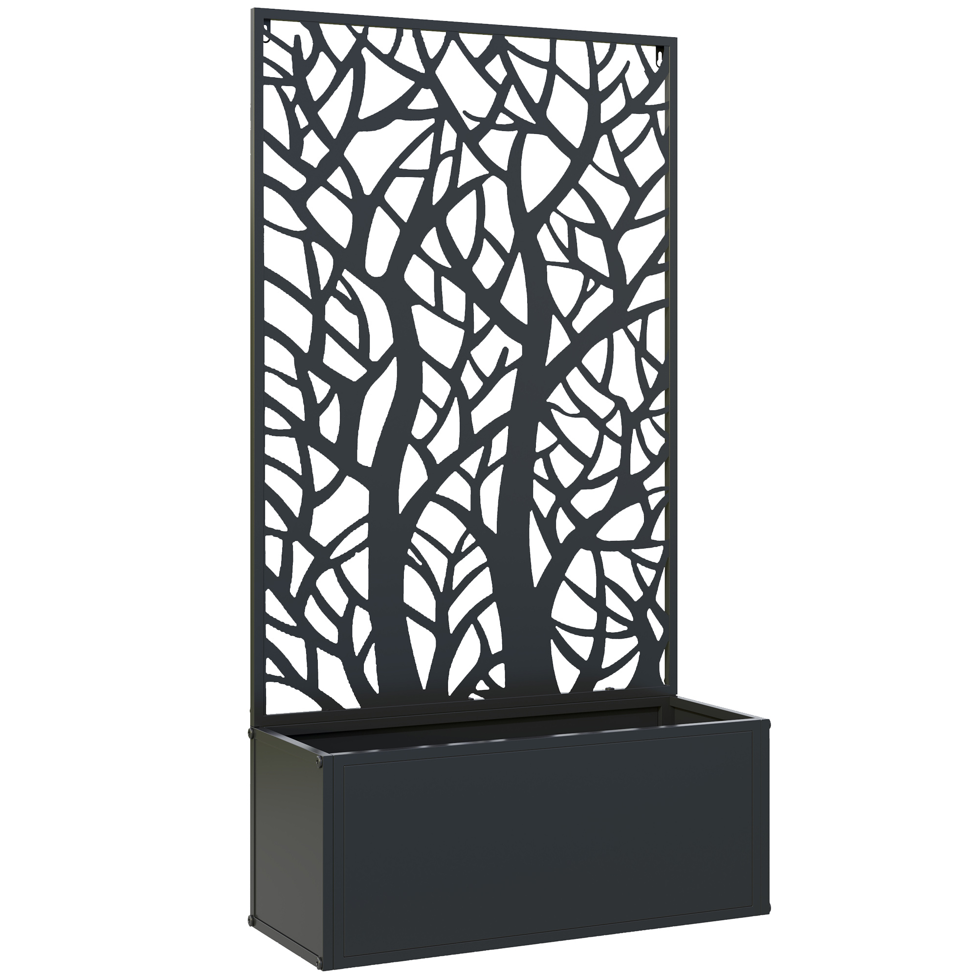 Outsunny Fioriera con Grigliato, per Piante Rampicanti, Ortaggi e Fiori, in Metallo, 61x23x113 cm, Nero Aosom Italy