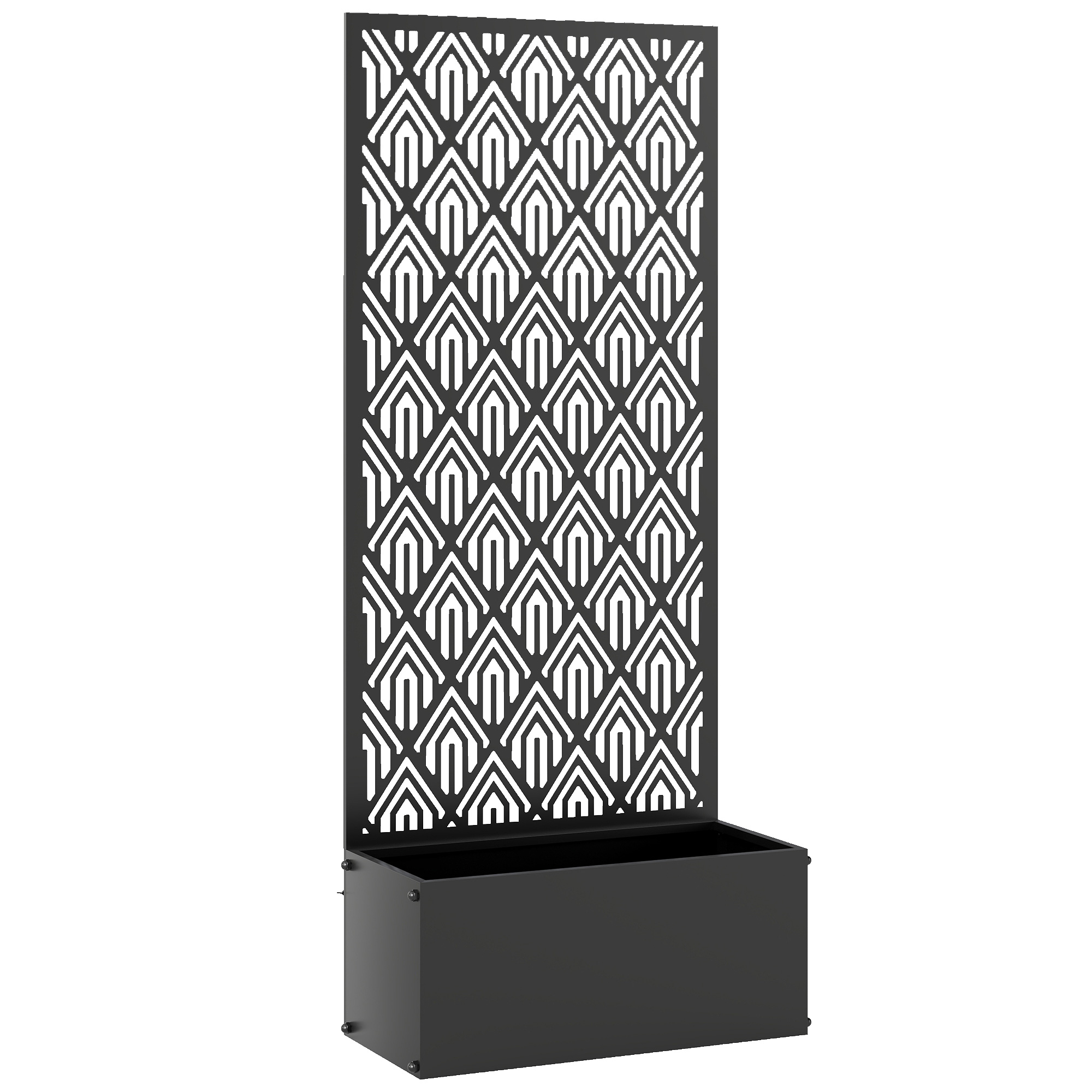 Outsunny Fioriera con grigliato, vaso da fiori, con schermo per la privacy, per piante rampicanti, metallo, 45 x 21,5 x 110 cm, nero Aosom Italy
