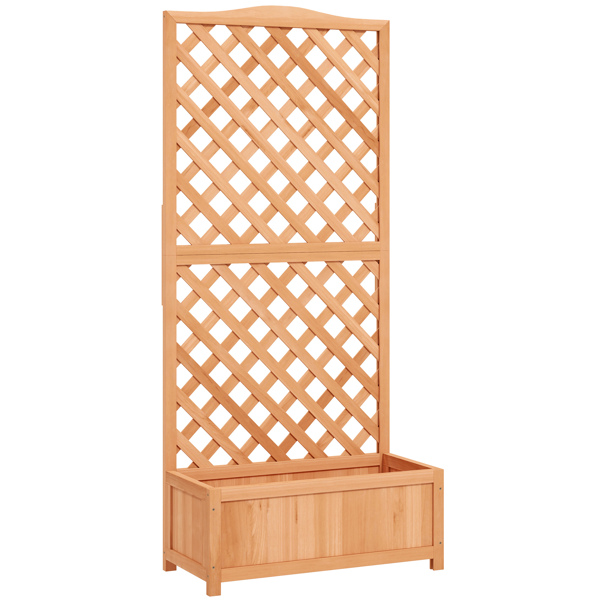 Outsunny Fioriera con Traliccio per Rampicanti e Fondo Ampio, in Legno di Abete, 76x36x170 cm, Marrone