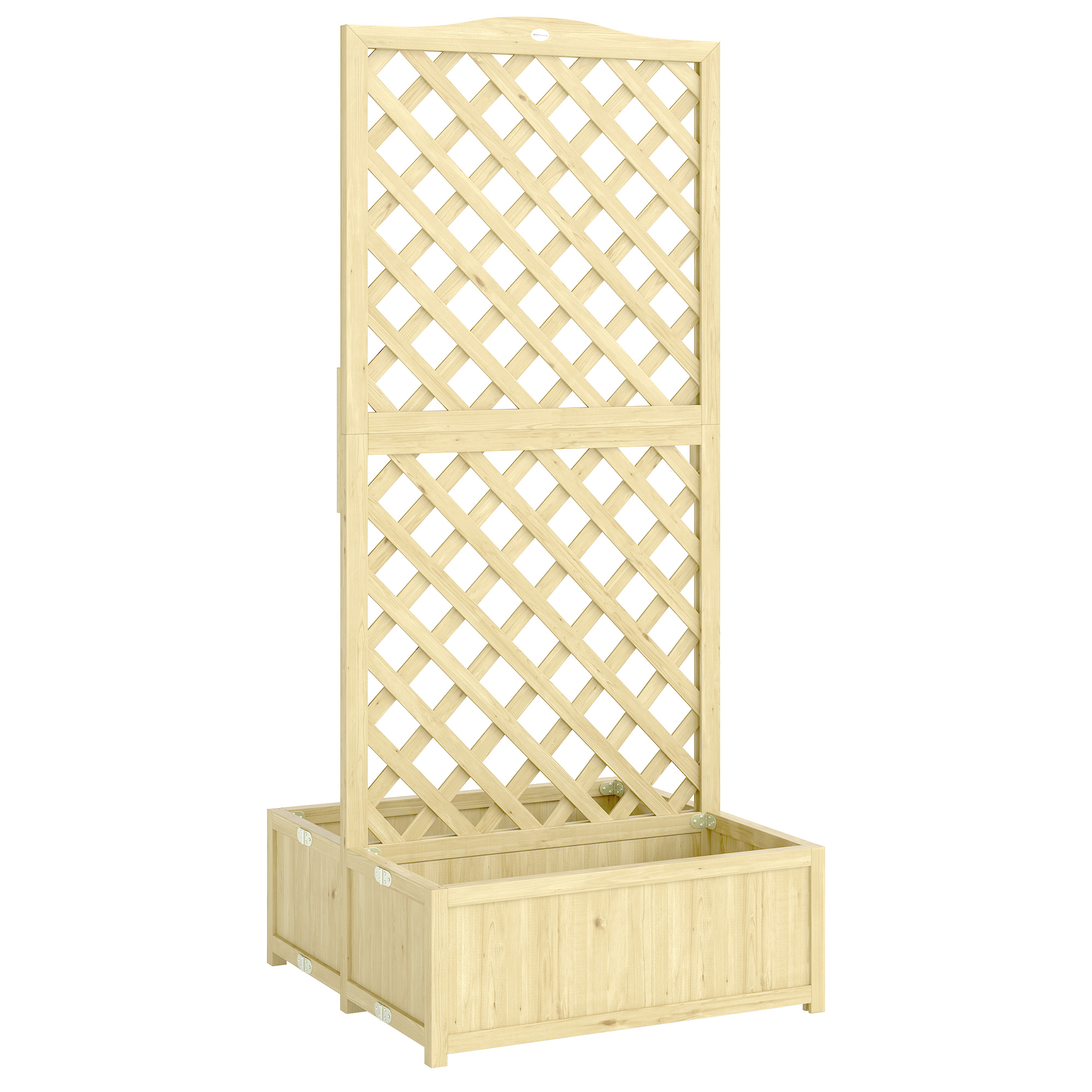 Outsunny Fioriera con traliccio pieghevole per rampicanti, 73x70x170 cm, Legno naturale Aosom Italy