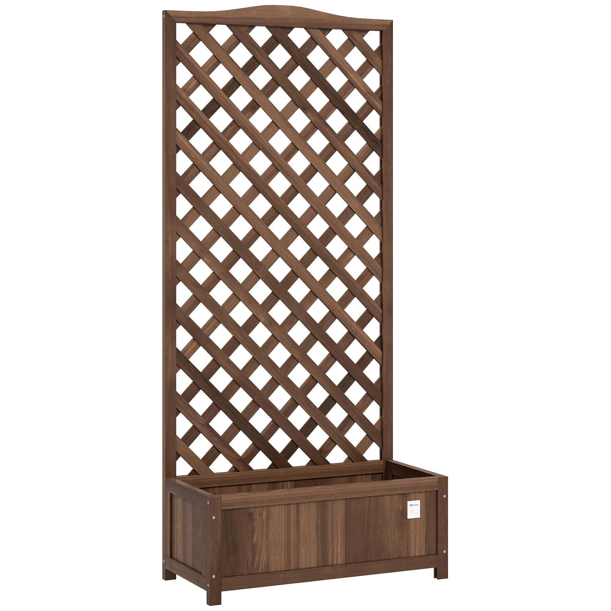 Outsunny Fioriera con Traliccio vasca per fiori 76 x 36 x 170 cm Fondo a doghe Legno di abete pre-oliato marrone scuro Aosom Italy