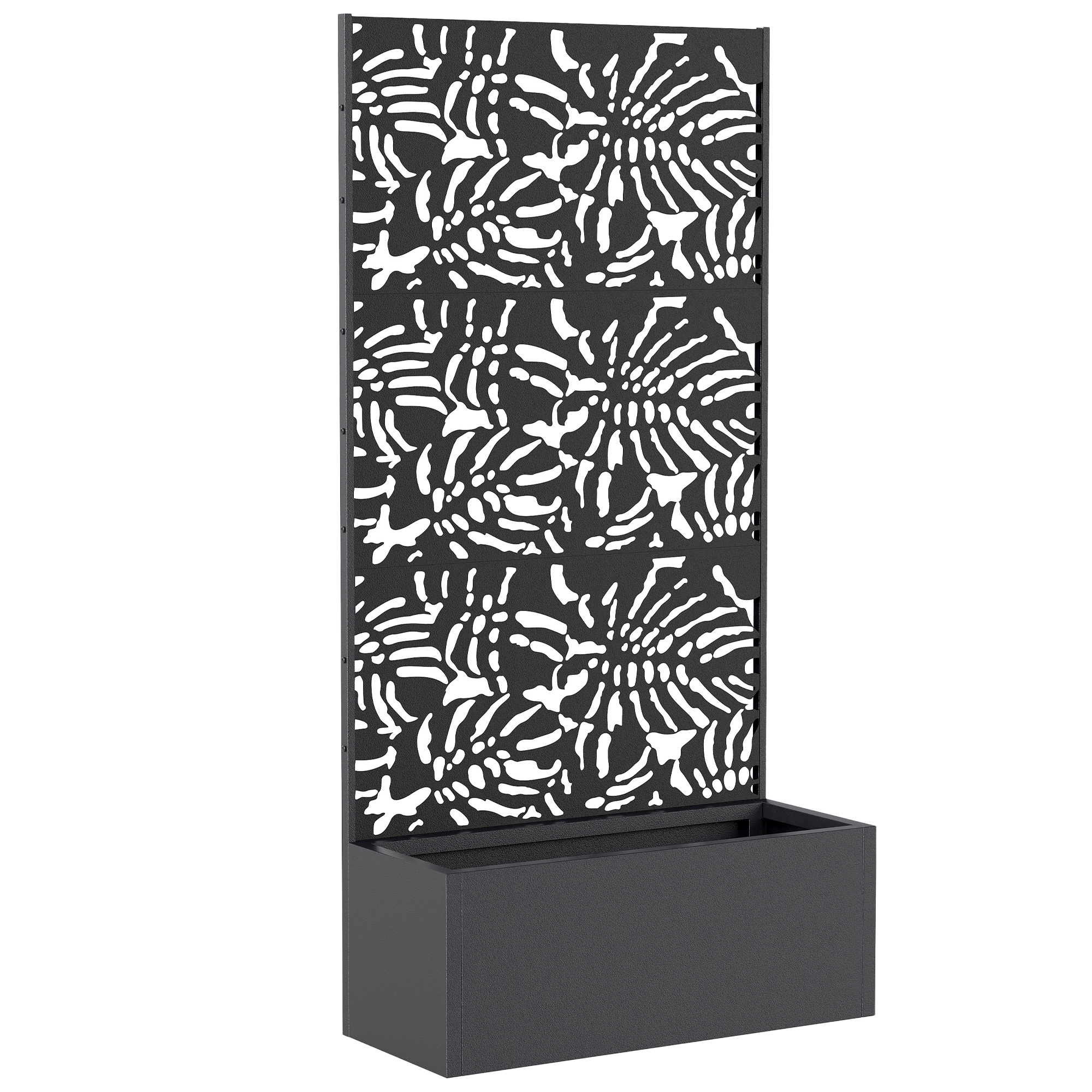 Outsunny Fioriera con traliccio, vaso da fiori, con schermo per la privacy, per piante rampicanti, metallo, 90 x 37,5 x 180 cm, nero Aosom Italy