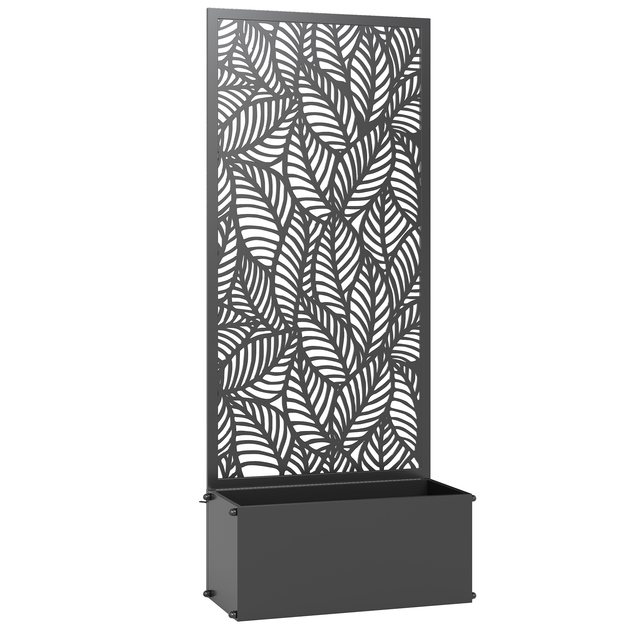 Outsunny Fioriera con traliccio, vaso per fiori, con schermo di privacy, per piante rampicanti, metallo, 45 x 21,5 x 110 cm, nero Aosom Italy