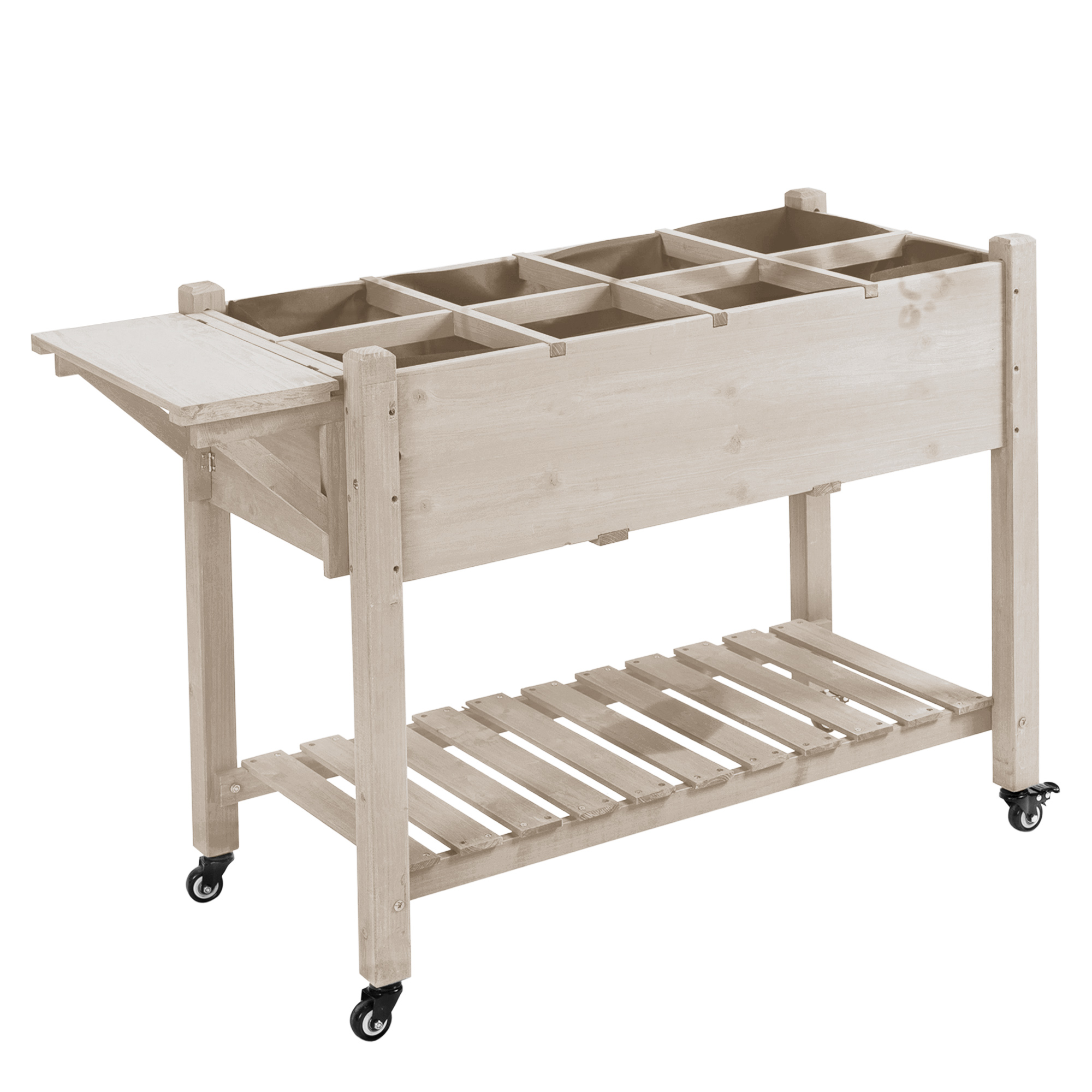 Outsunny Fioriera da Esterno a 8 Sezioni con Ripiano Laterale e Mensola in Legno di Abete, 123x54x87 cm, Legno Aosom Italy