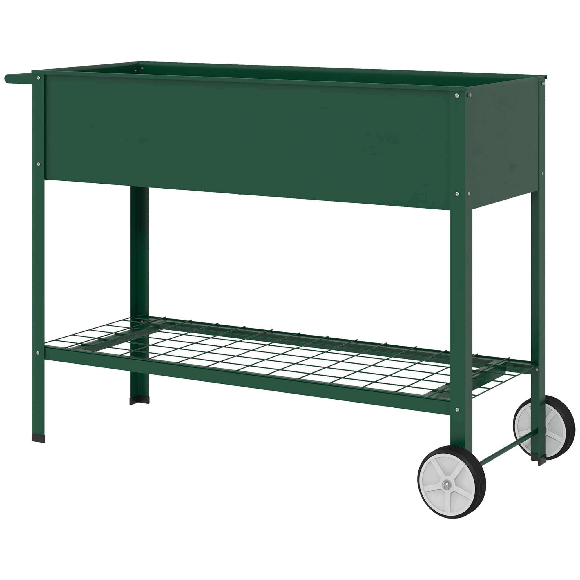 Outsunny Fioriera da Esterno con Mensola Inferiore Portautensili, in Metallo, 109x44x80 cm, Verde Aosom