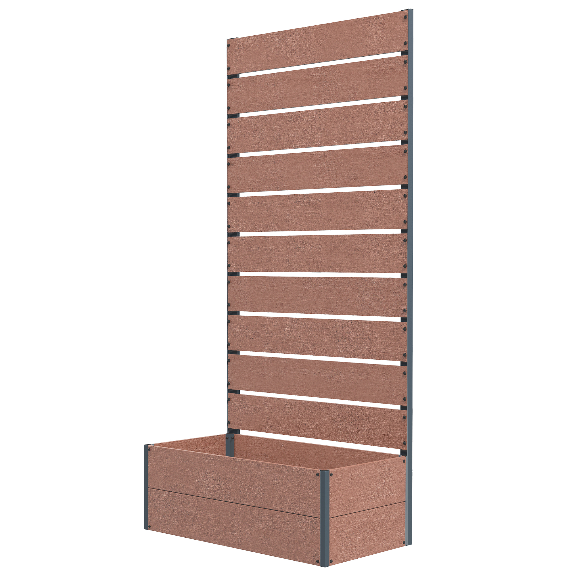 Outsunny Fioriera da Esterno con Spalliera a Doghe per Piante Rampicanti, 72x38x150cm, Marrone Chiaro