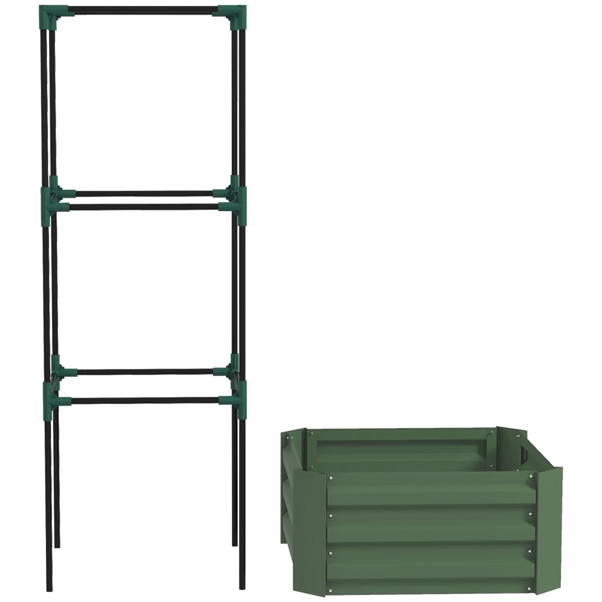 Outsunny Fioriera da Esterno Grande con Gabbia e Fondo Aperto per Piante Rampicanti 61x61x140 cm Verde Aosom Italy