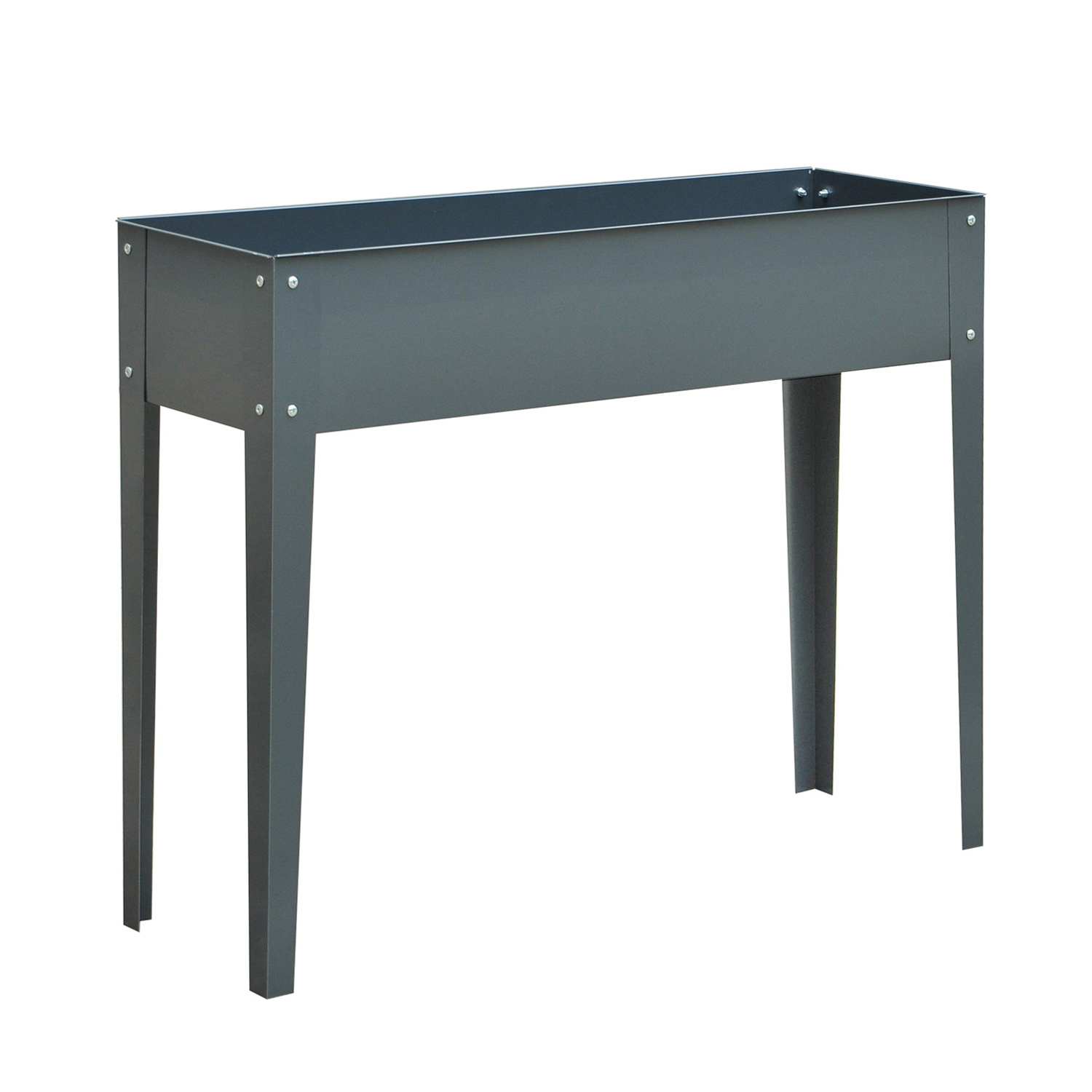 Outsunny Fioriera da Esterno Rialzata in Metallo con 3 Fori di Drenaggio, 100x30x80 cm, Grigio Aosom