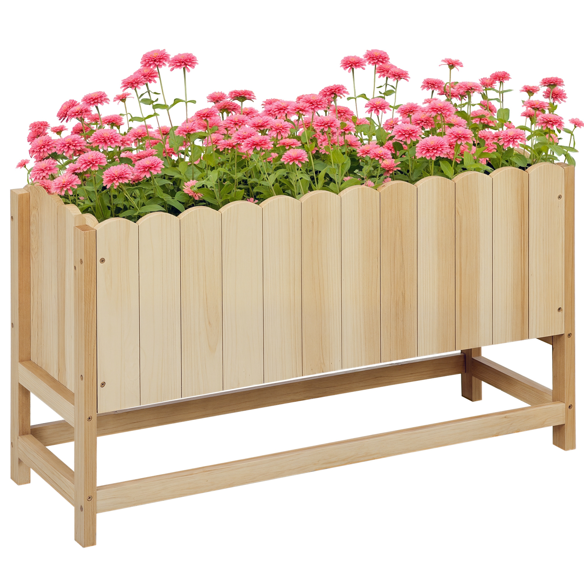 Outsunny Fioriera da Esterno Verticale in Legno con Foro di Drenaggio e Rivestimento Interno, 86x30x50 cm Aosom