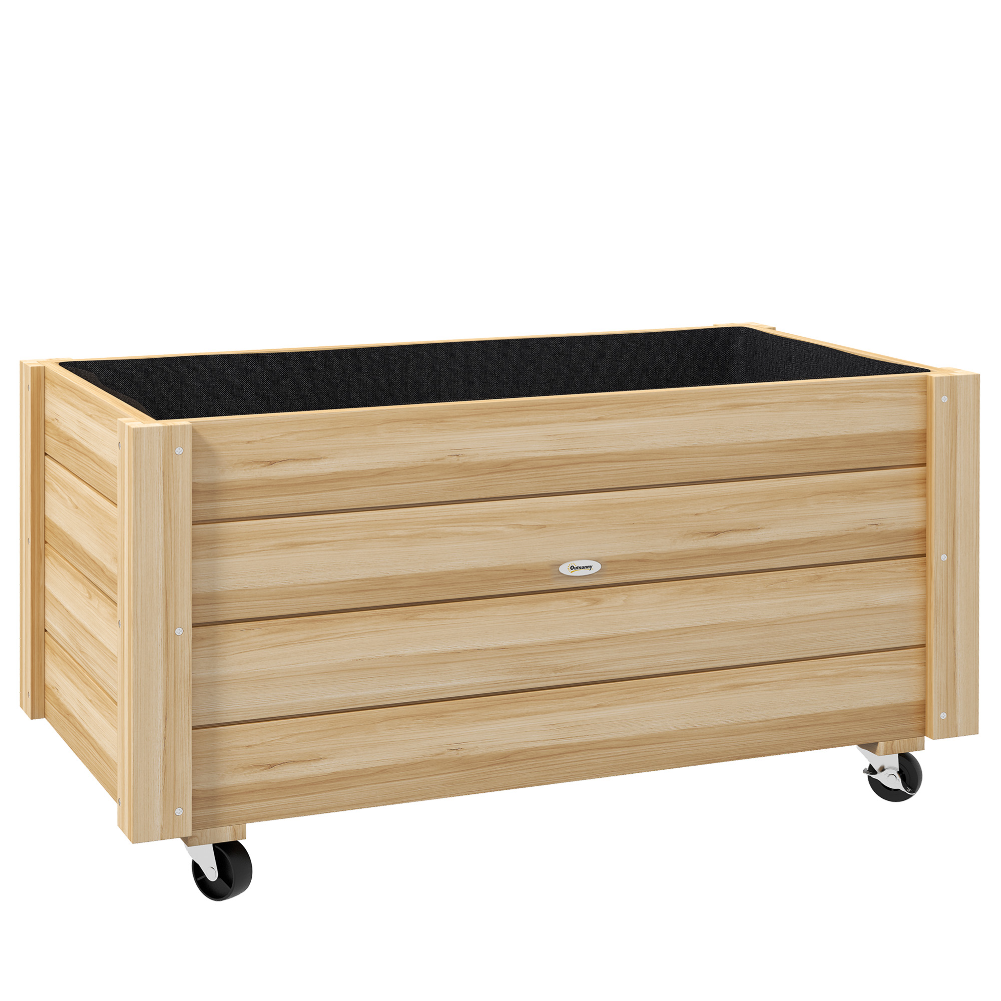 Outsunny Fioriera da Giardino con Foro di Drenaggio e Rotelle, in Legno di Abete, 89x48x47 cm Aosom