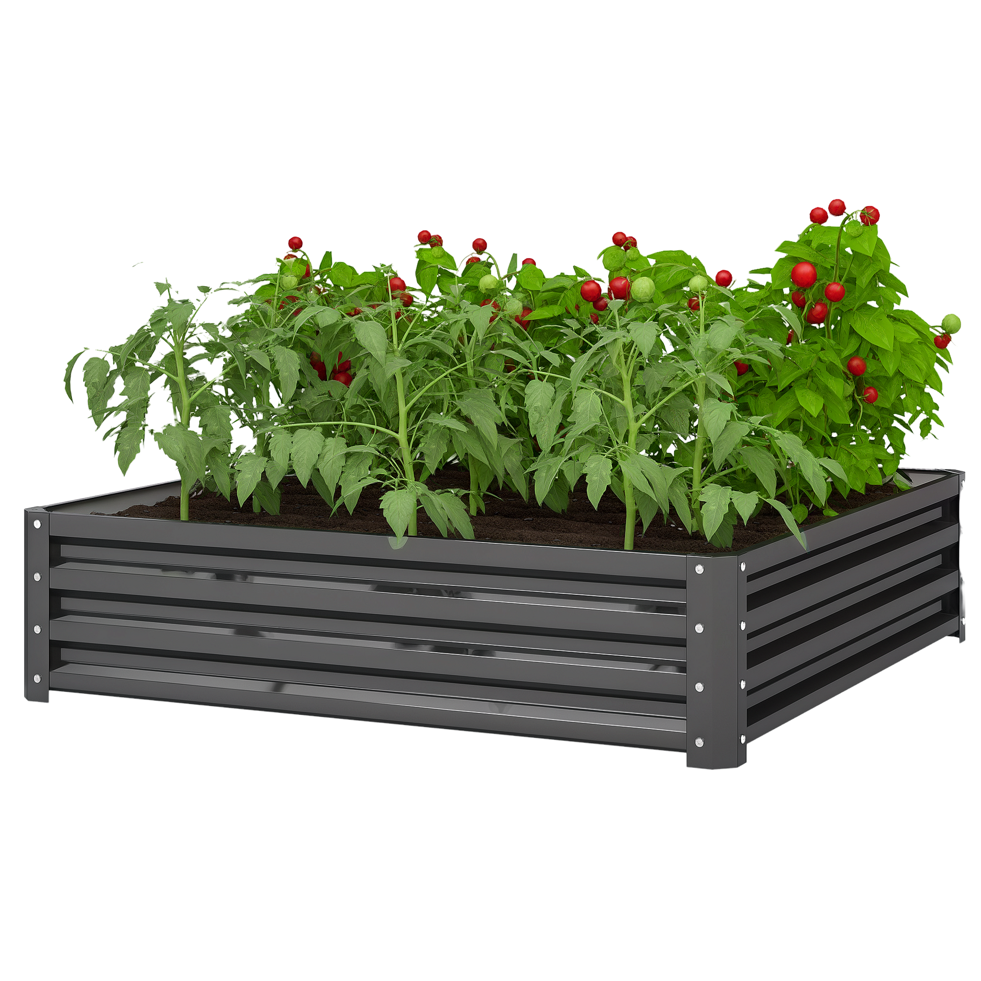 Outsunny Fioriera da giardino, fioriera con struttura in acciaio, Grigio Chiaro, 120 x 120 x 30 cm Aosom Italy
