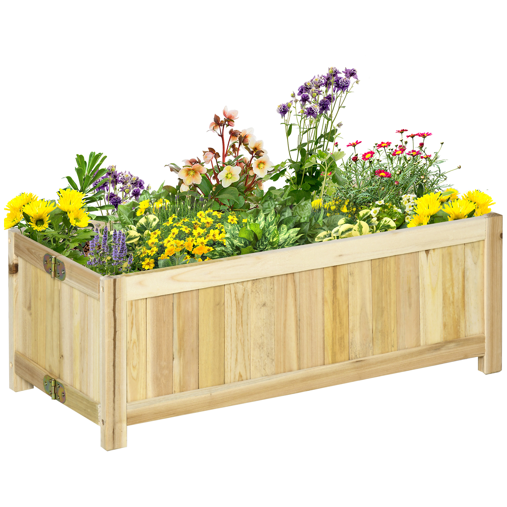 Outsunny Fioriera in Legno Pieghevole da Esterno, Orto Rialzato da Balcone, Orto in Cassetta Richiudibile con Base Drenante, 70x30x25cm Aosom