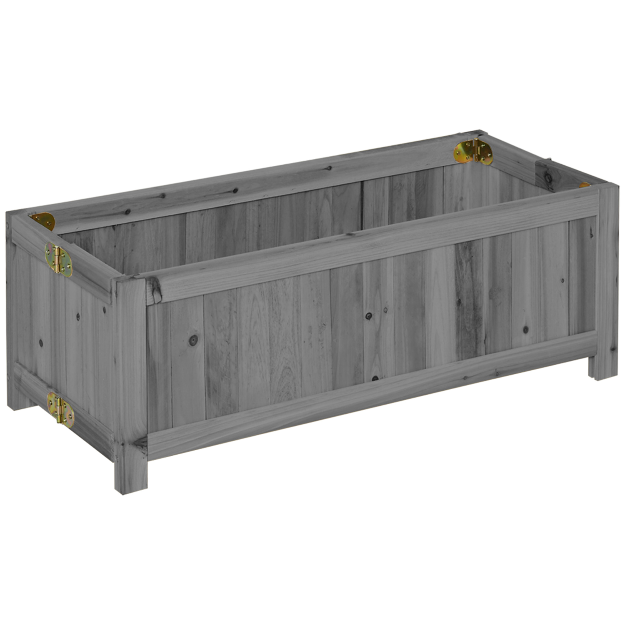 Outsunny Fioriera in Legno Pieghevole Fioriera Rialzata per Coltivazioni Verdure Fiori Patio Balcone Terrazza 70x30x25 cm Grigio Aosom Italy