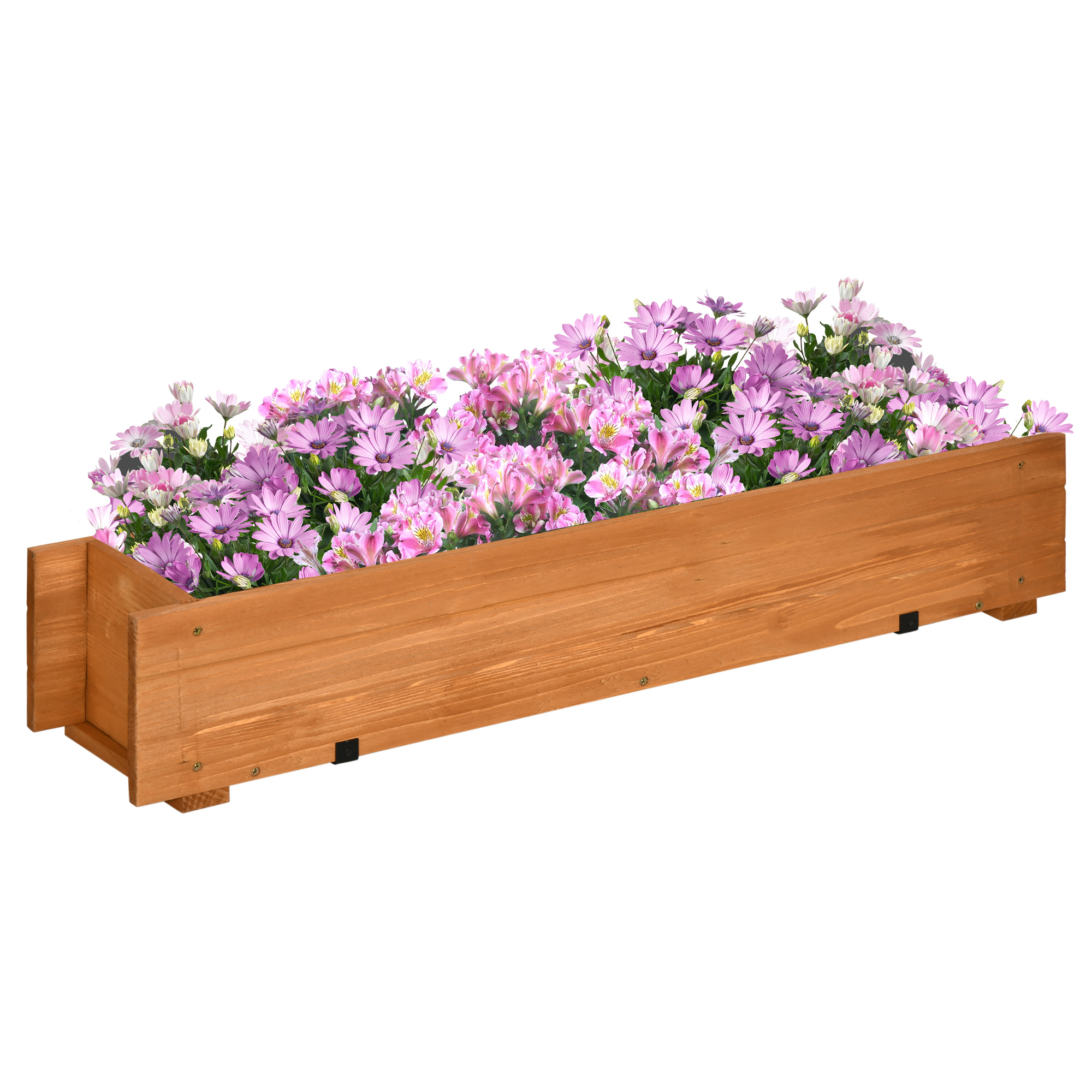 Outsunny Fioriera rettangolare in legno carré orto fioriera da appendere con 2 ganci 91 x 18 x 16,5 cm marrone