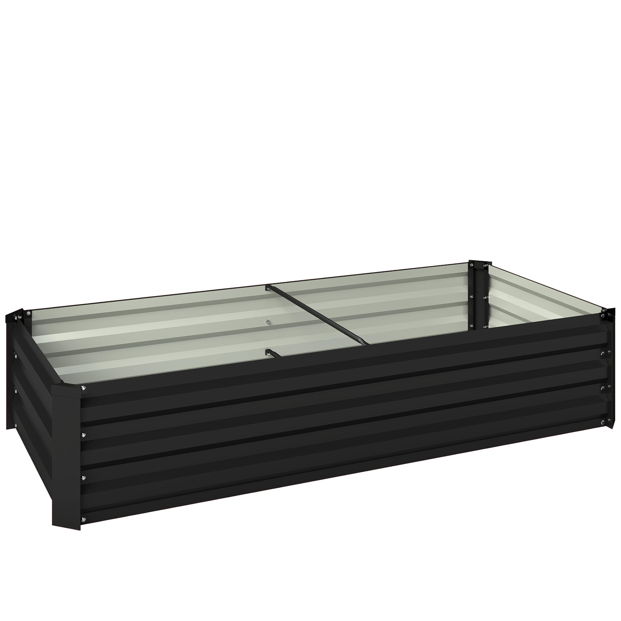 Outsunny Fioriera rettangolare orto da giardino in acciaio galvanizzato bordo di sicurezza e fondo aperto 150x70x30cm grigio scuro Aosom Italy