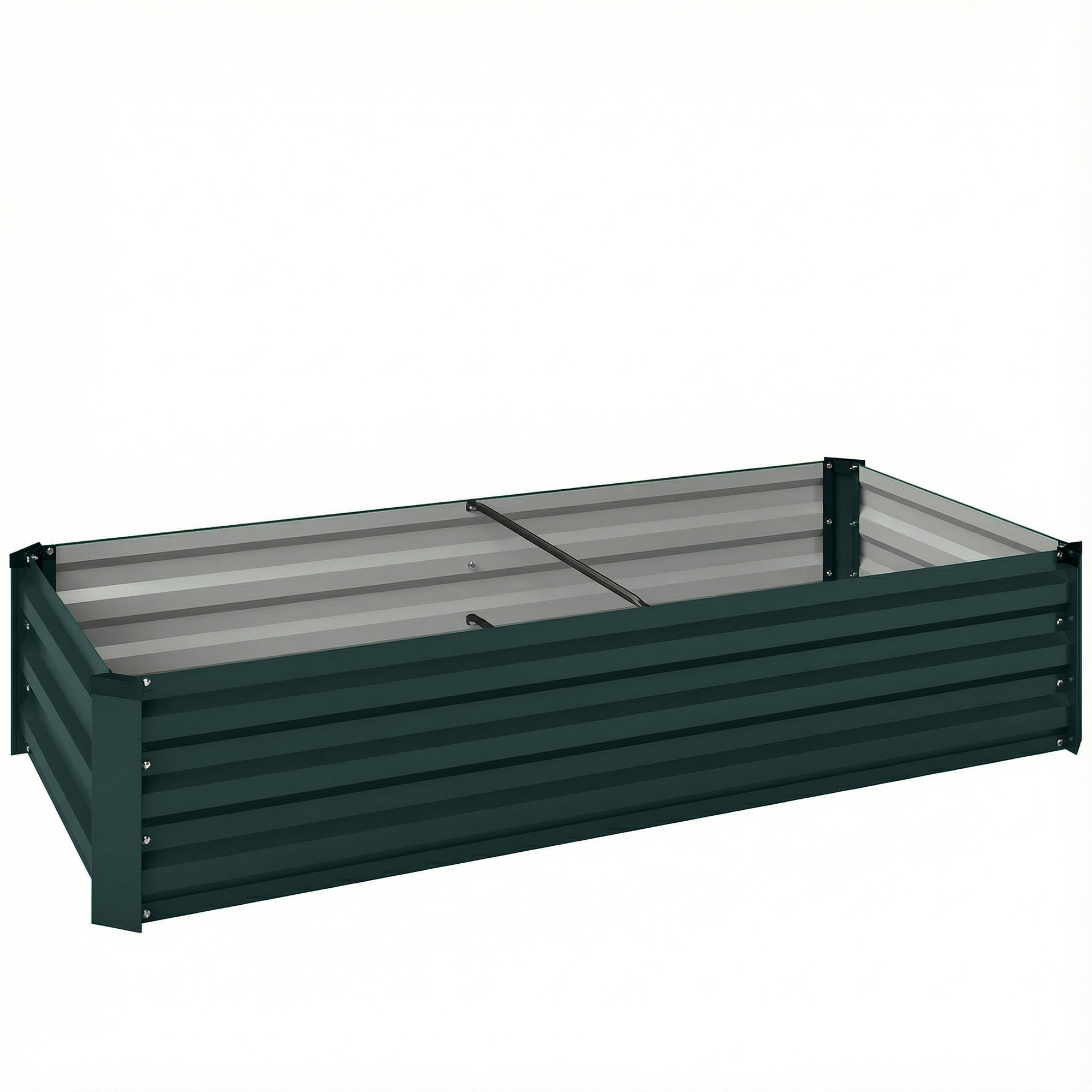 Outsunny Fioriera rettangolare orto da giardino in acciaio galvanizzato con bordo di sicurezza e fondo aperto 150x70x30cm verde Aosom Italy