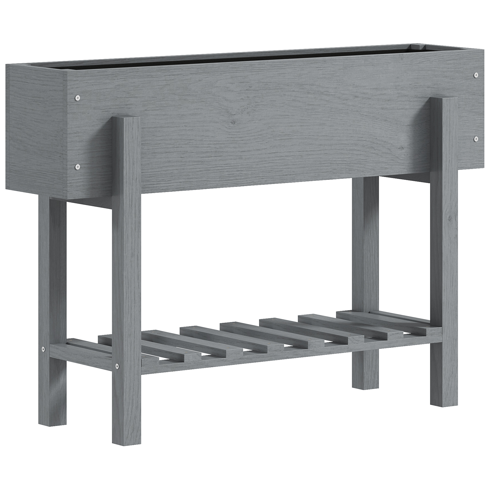 Outsunny Fioriera Rialzata con Ripiano Inferiore e 2 Fori di Drenaggio, in Legno di Abete, 100x30x70.5 cm, Grigio Outsunny Fioriera Rialzata con Ripiano Inferiore e 2 Fori di Drenaggio, in Legno di Abete, 100x30x70.5 cm, Grigio
