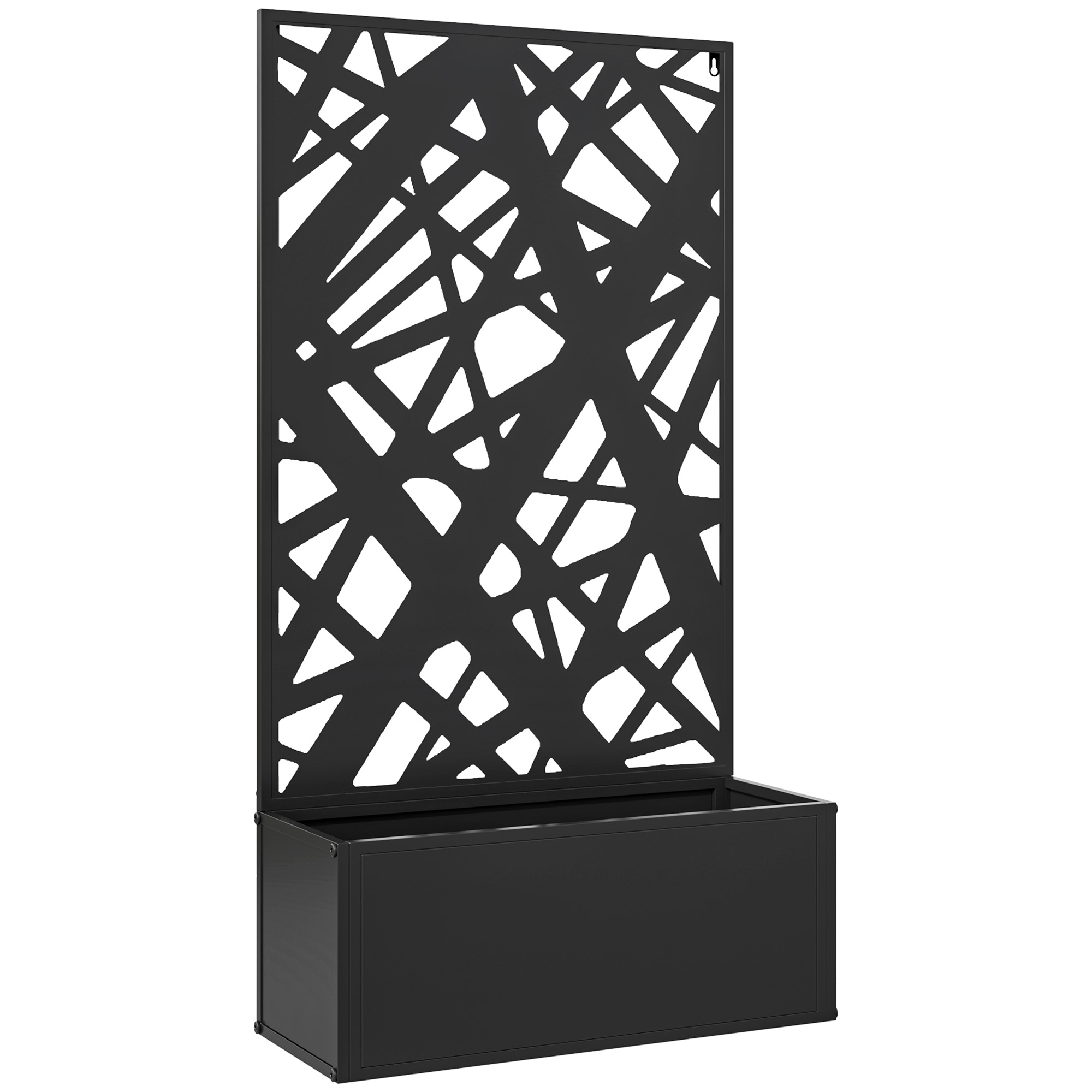 Outsunny Fioriera Rialzata con Spalliera Decorativa per Rampicanti da Terra e Parete, 61x23x113 cm, Nero