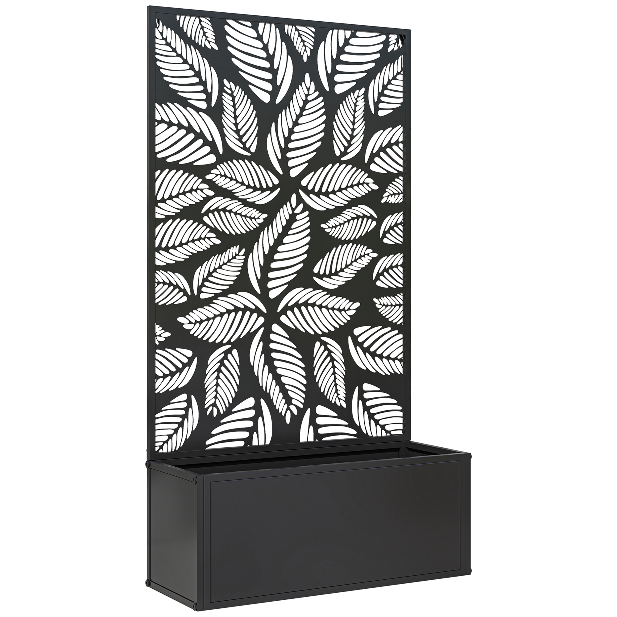 Outsunny Fioriera Rialzata con Traliccio Decorativo per Rampicanti, da Terra e Parete, 61x23x113 cm, Nero