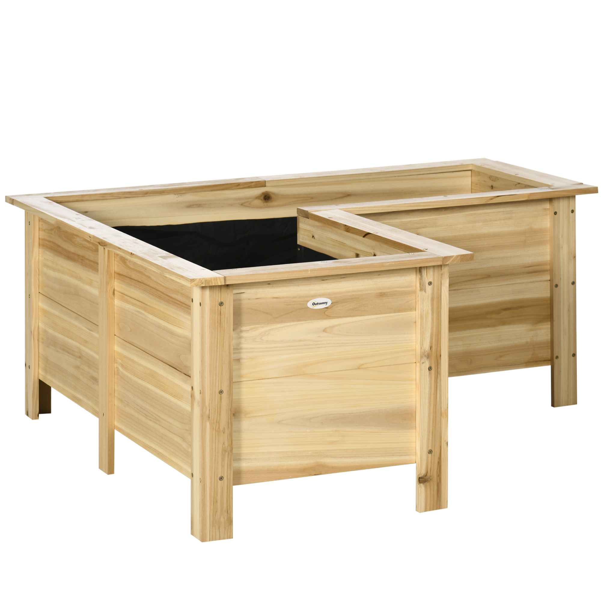 Outsunny Fioriera Rialzata in Legno Vaso da Esterno a Forma di L con Tessuto Non Tessuto Orto Urbano 120x120x50 cm Naturale Aosom Italy Outsunny Fioriera Rialzata in Legno Vaso da Esterno a Forma di L con Tessuto Non Tessuto Orto Urbano 120x120x50 cm Naturale Aosom Italy