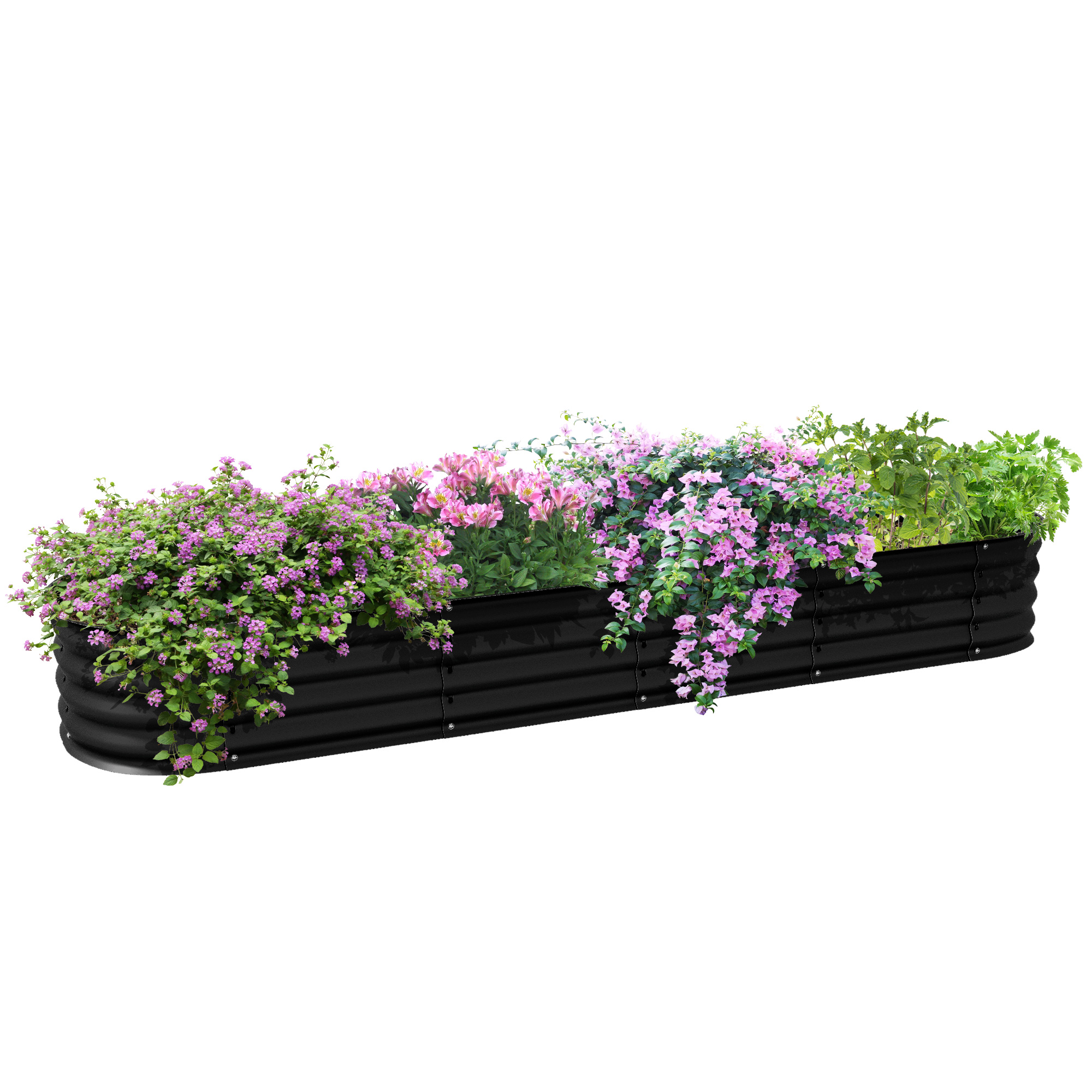 Outsunny Fioriera rialzata quadrata da giardino in acciaio modulabile per verdure, piante, fiori, dim. 240 x 62 x 30cm
