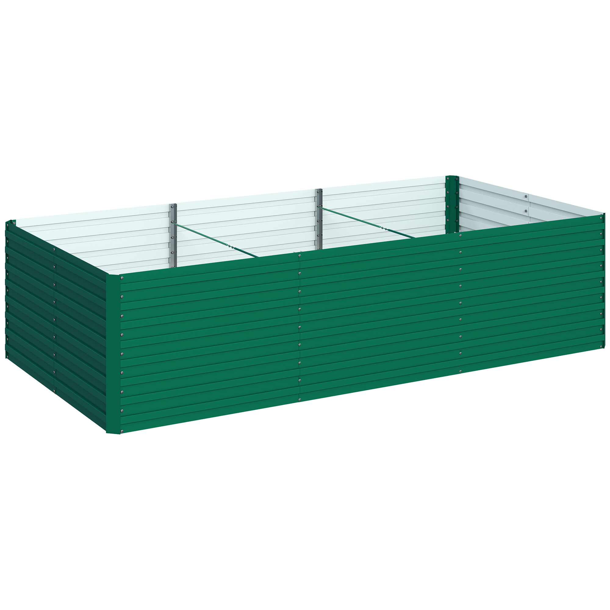 Outsunny Fioriera rialzata rettangolare galvanizzata per esterno - fondo aperto - 240 x 120 x 60 cm, verde Aosom Italy