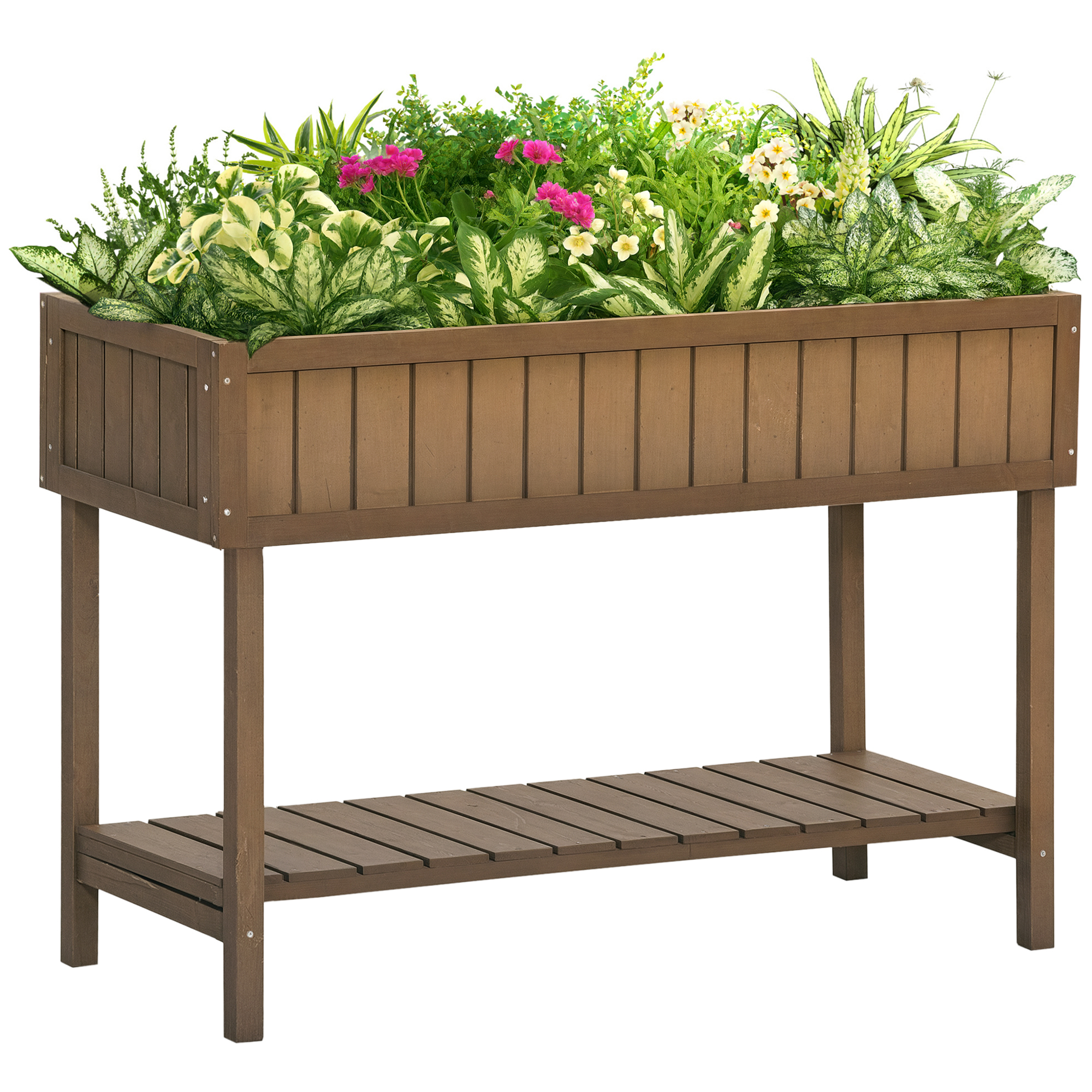 Outsunny Fioriera rialzata su gambe con ripiano 110L x 46B x 76H cm 8 scomparti inserti per irrigazione Legno di abete Aosom Italy Outsunny Fioriera rialzata su gambe con ripiano 110L x 46B x 76H cm 8 scomparti inserti per irrigazione Legno di abete Aosom Italy