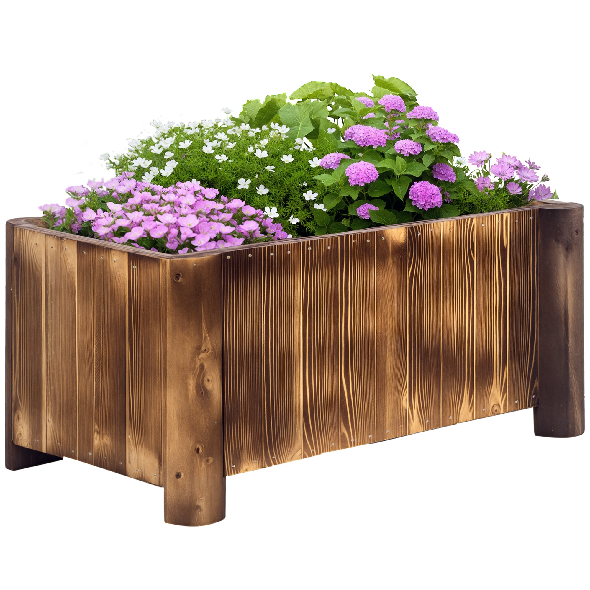 Outsunny Fioriera Vaso per Piante Box Rettangolare in Legno di Abete 70 x 35 x 30cm Aosom