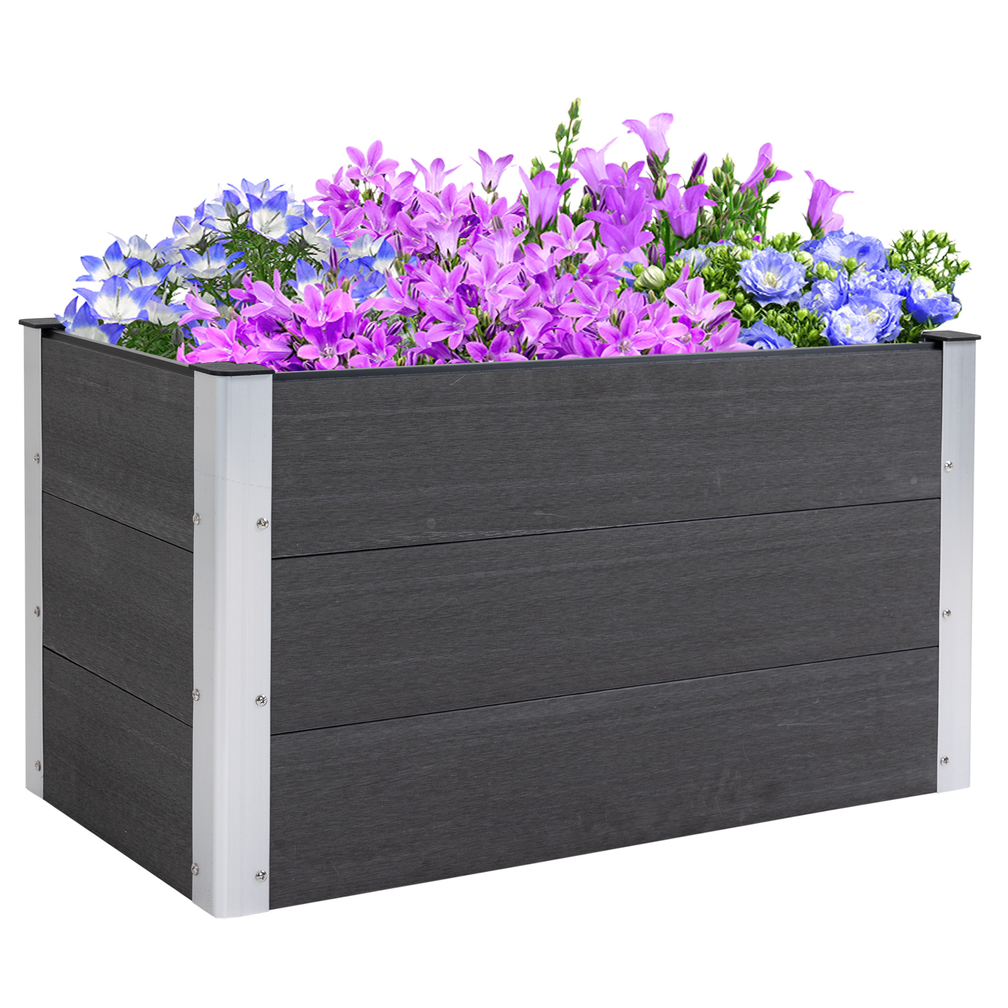 Outsunny Fioriera Vaso per Piante e Colture in Legno e Plastica, Grigio, 100x50x50cm Grigio 100x50x50cm Outsunny Fioriera Vaso per Piante e Colture in Legno e Plastica, Grigio, 100x50x50cm Grigio 100x50x50cm