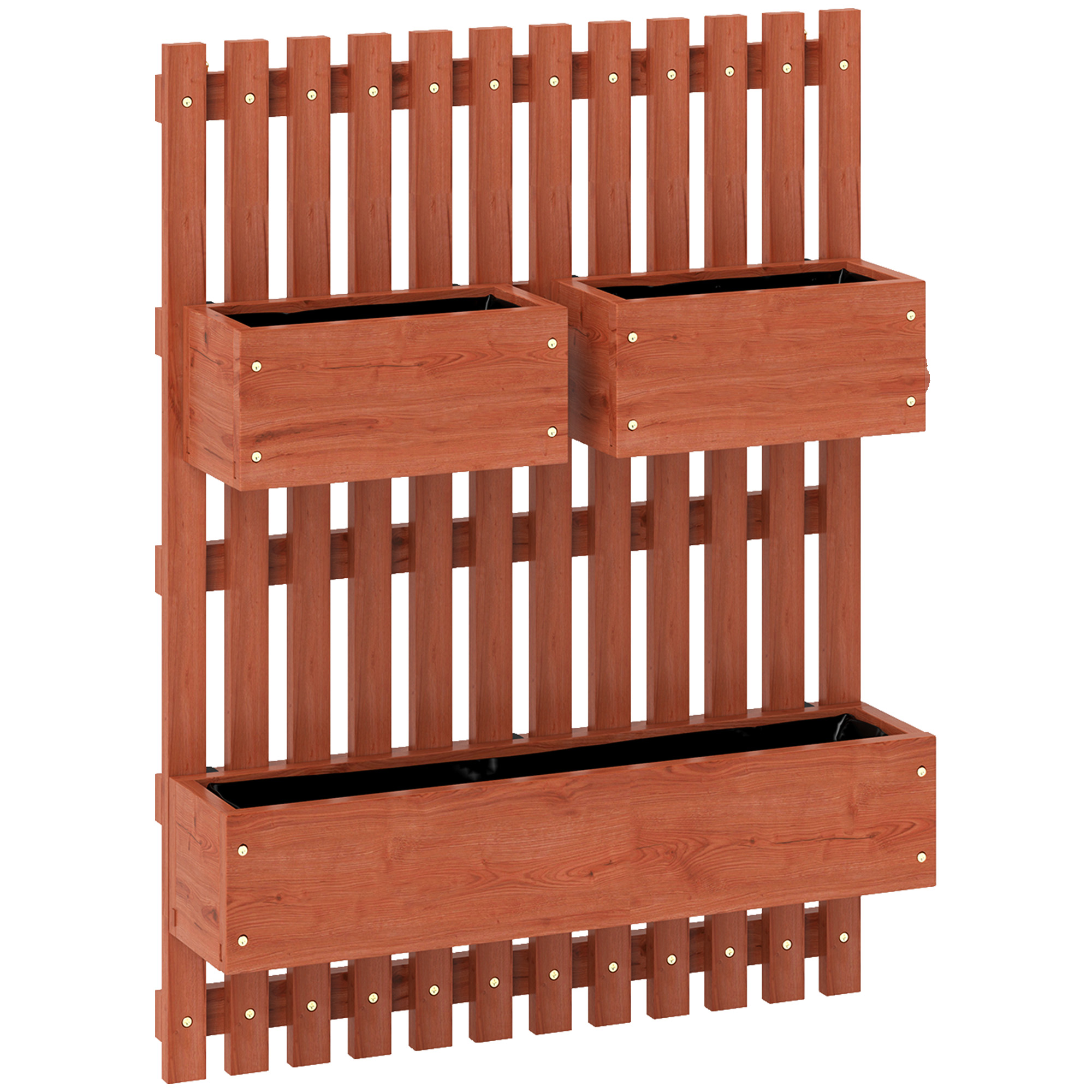 Outsunny Fioriera Verticale a Doghe da esterno con 3 Vasi Rimovibili, in Legno di Abete, 60x16x80 cm, Marrone Aosom Italy Outsunny Fioriera Verticale a Doghe da esterno con 3 Vasi Rimovibili, in Legno di Abete, 60x16x80 cm, Marrone Aosom Italy