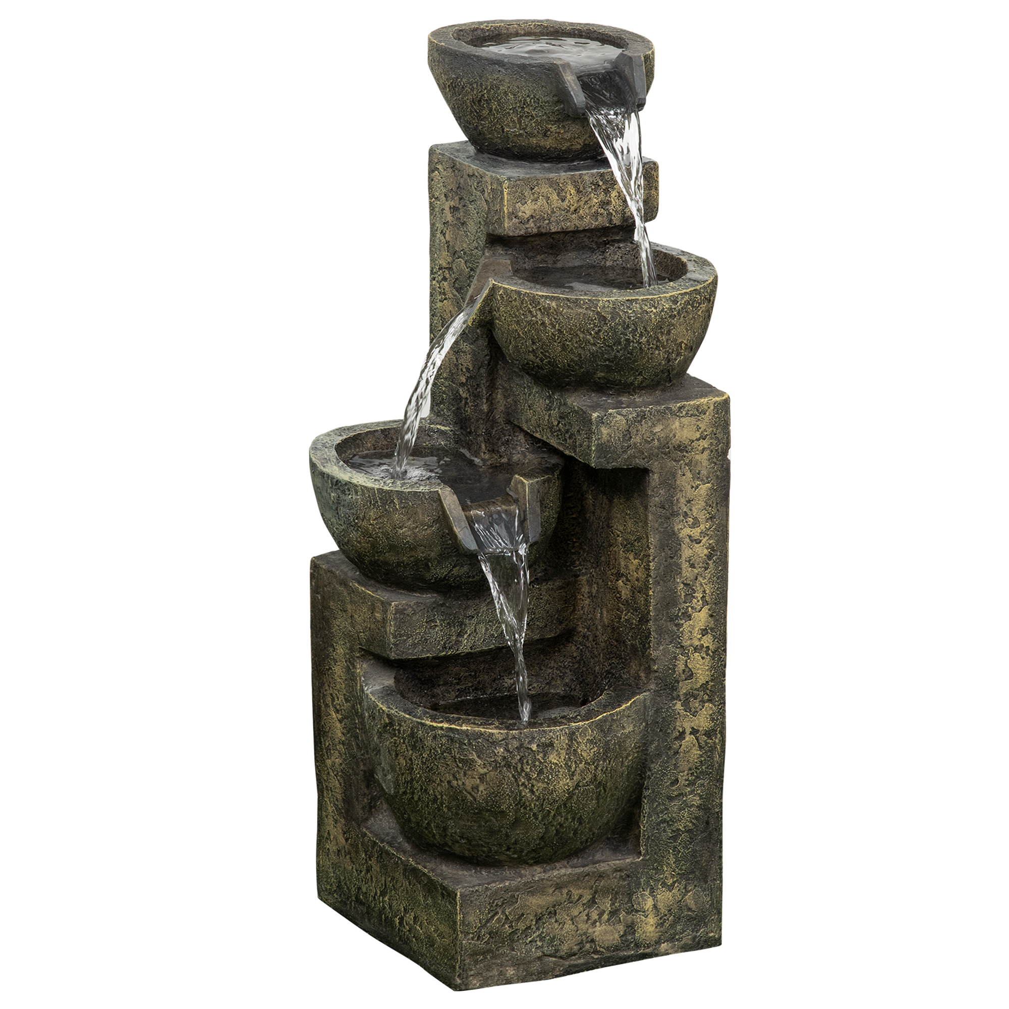 Outsunny Fontana da giardino con 4 vasche e pompa, portata regolabile pompa, per giardino, terrazza o balcone, 25 x 24 x 60 cm, Nero Aosom Italy Outsunny Fontana da giardino con 4 vasche e pompa, portata regolabile pompa, per giardino, terrazza o balcone, 25 x 24 x 60 cm, Nero Aosom Italy