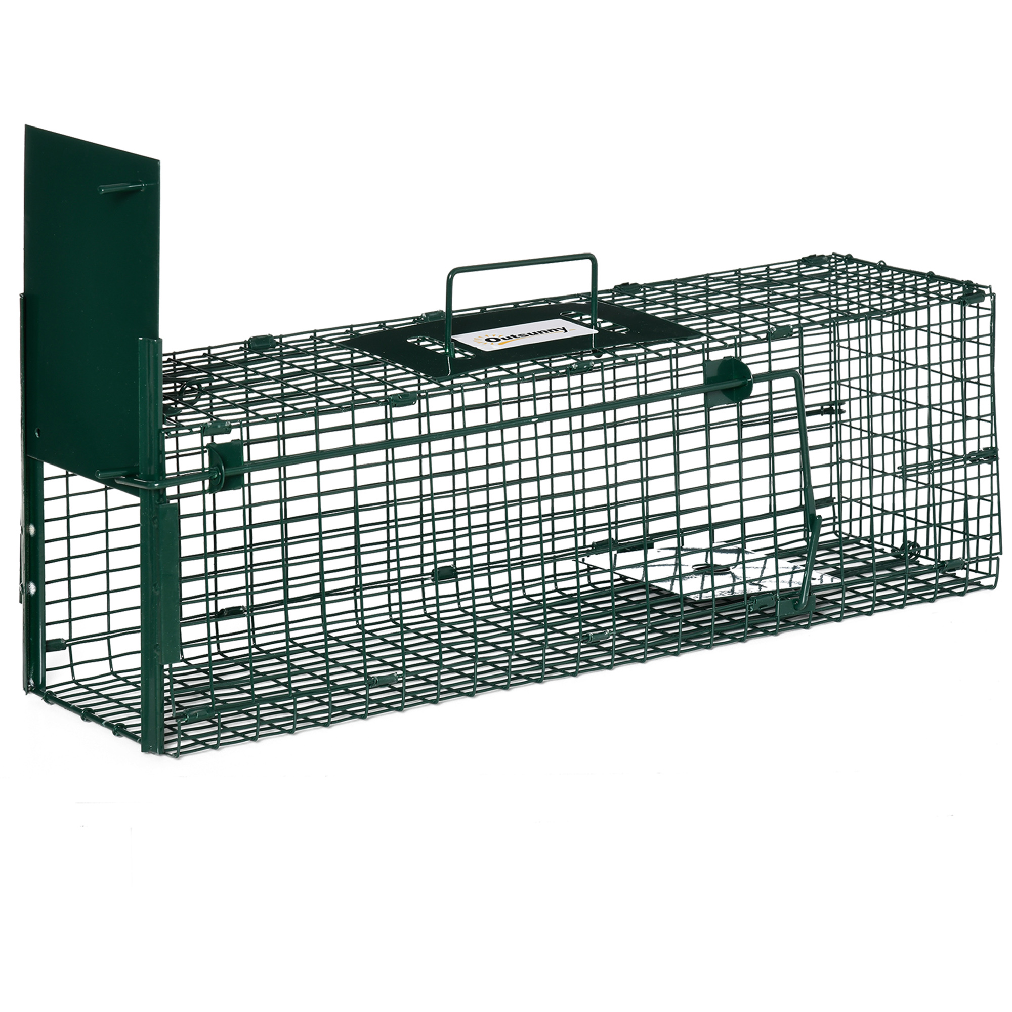Outsunny Gabbia Trappola per Animali Vivi con Porta Singola, 60x18x20cm, Verde Aosom