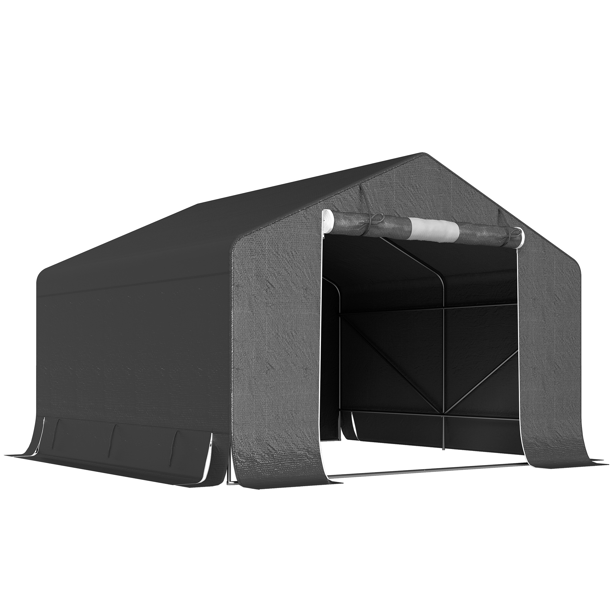 Outsunny Garage Moto per Esterno Portaoggetti 3x3 m Impermeabile con Porta e Prese d'Aria Avvolgibili, per Biciclette e Attrezzi, Grigio Scuro Aosom Italy