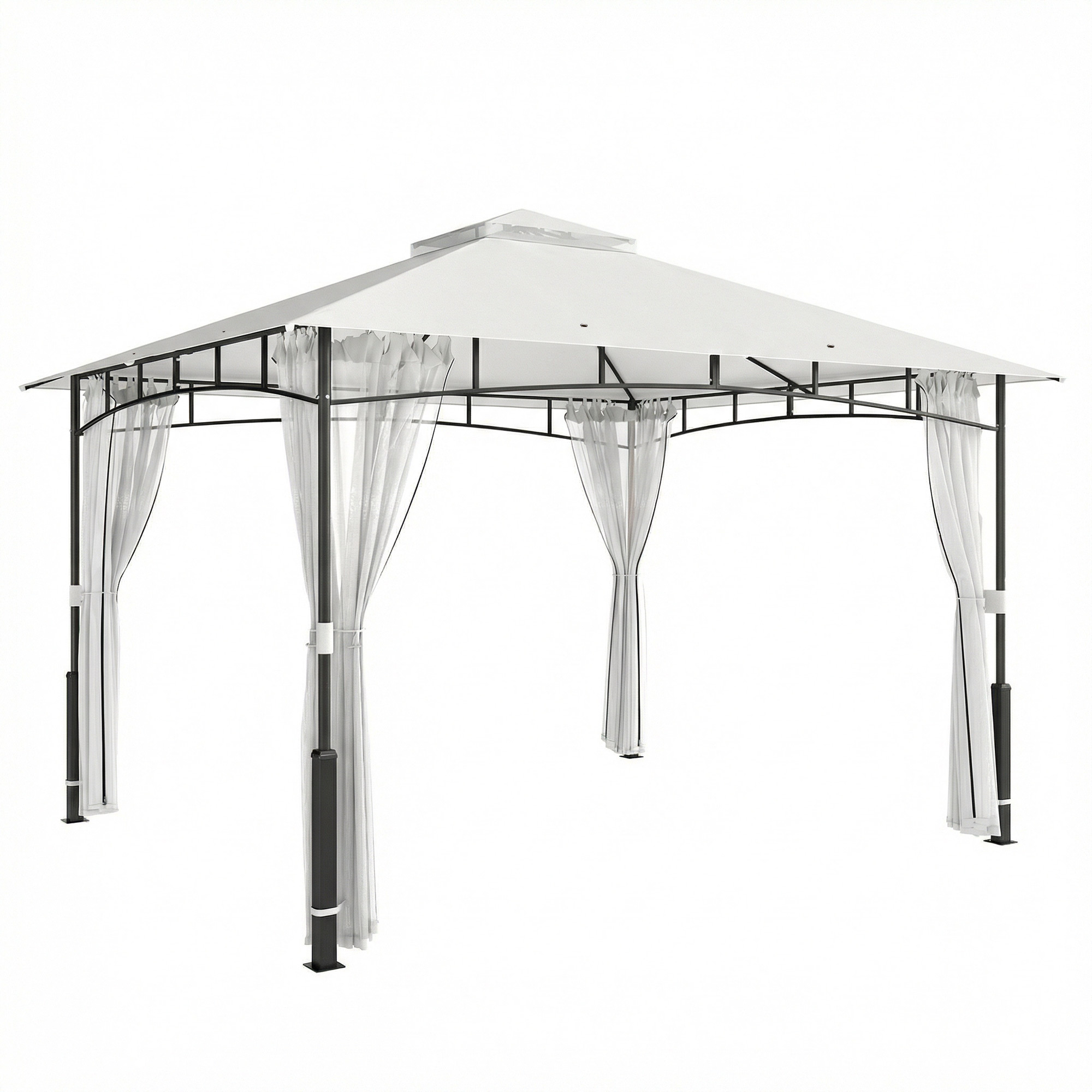 Outsunny Gazebo, 3 x 3,6 m, idrorepellente e robusto gazebo da giardino con zanzariera, doppio tetto, per giardino, terrazza, nero Aosom Italy Outsunny Gazebo, 3 x 3,6 m, idrorepellente e robusto gazebo da giardino con zanzariera, doppio tetto, per giardino, terrazza, nero Aosom Italy