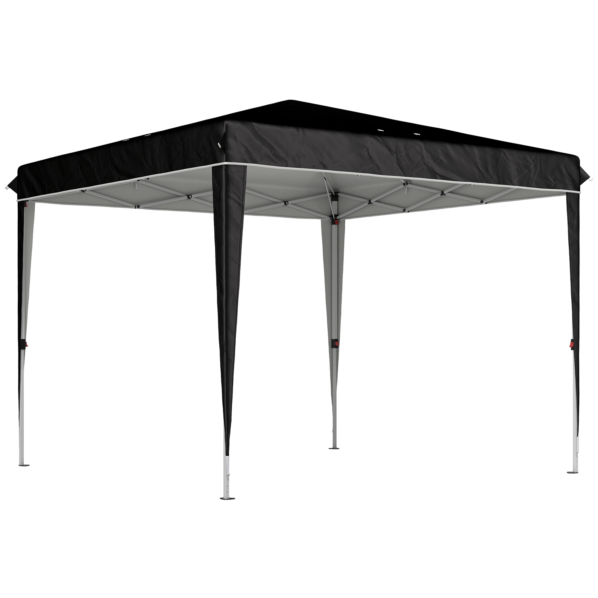 Outsunny Gazebo 3x3 m per 6-9 Persone ad Altezza Regolabile con Fori di Drenaggio, in Metallo e Tessuto Oxford Nero