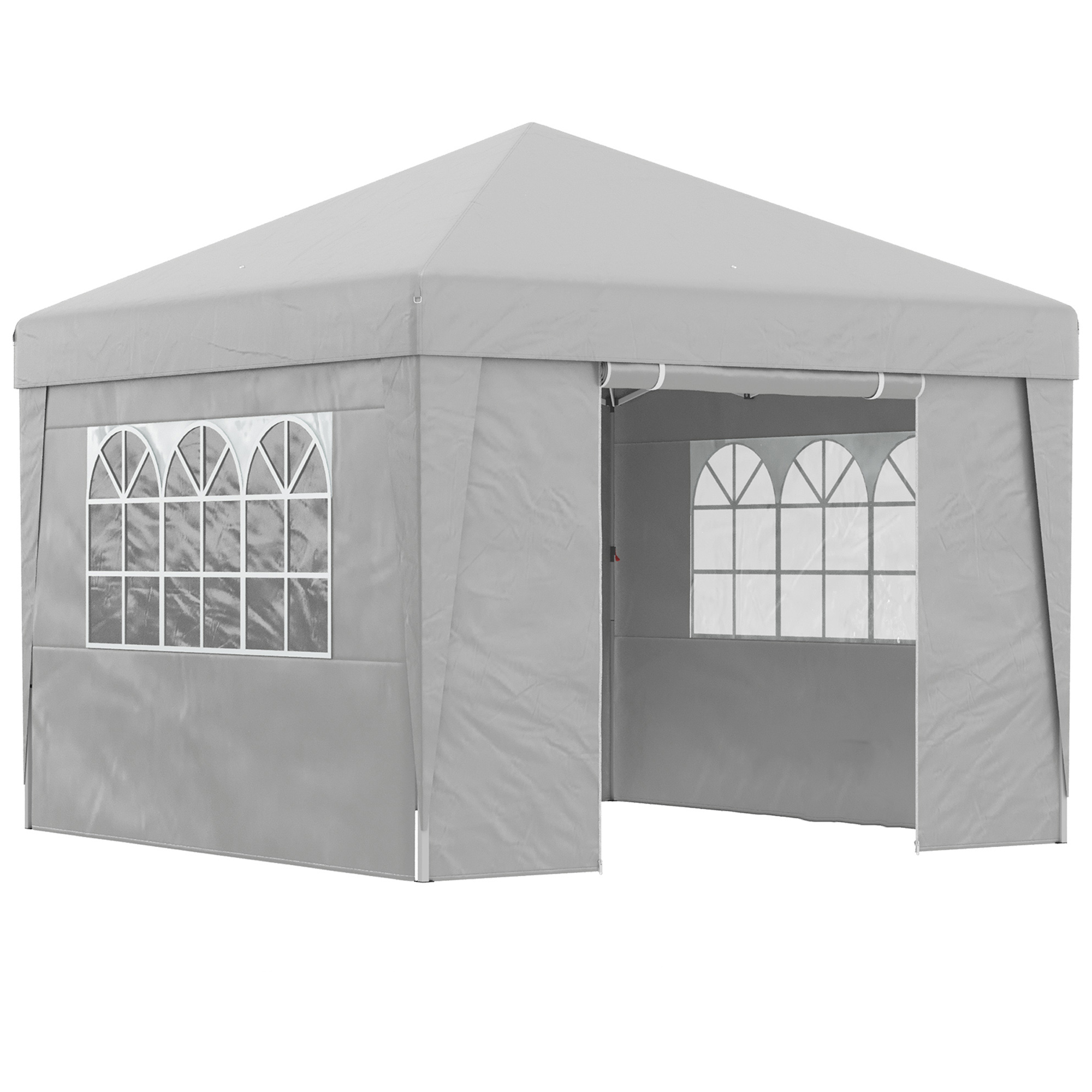 Outsunny Gazebo 3x3 m Pieghevole ad Altezza Regolabile con Finestrelle, in Acciaio e Tessuto Oxford Grigio Chiaro