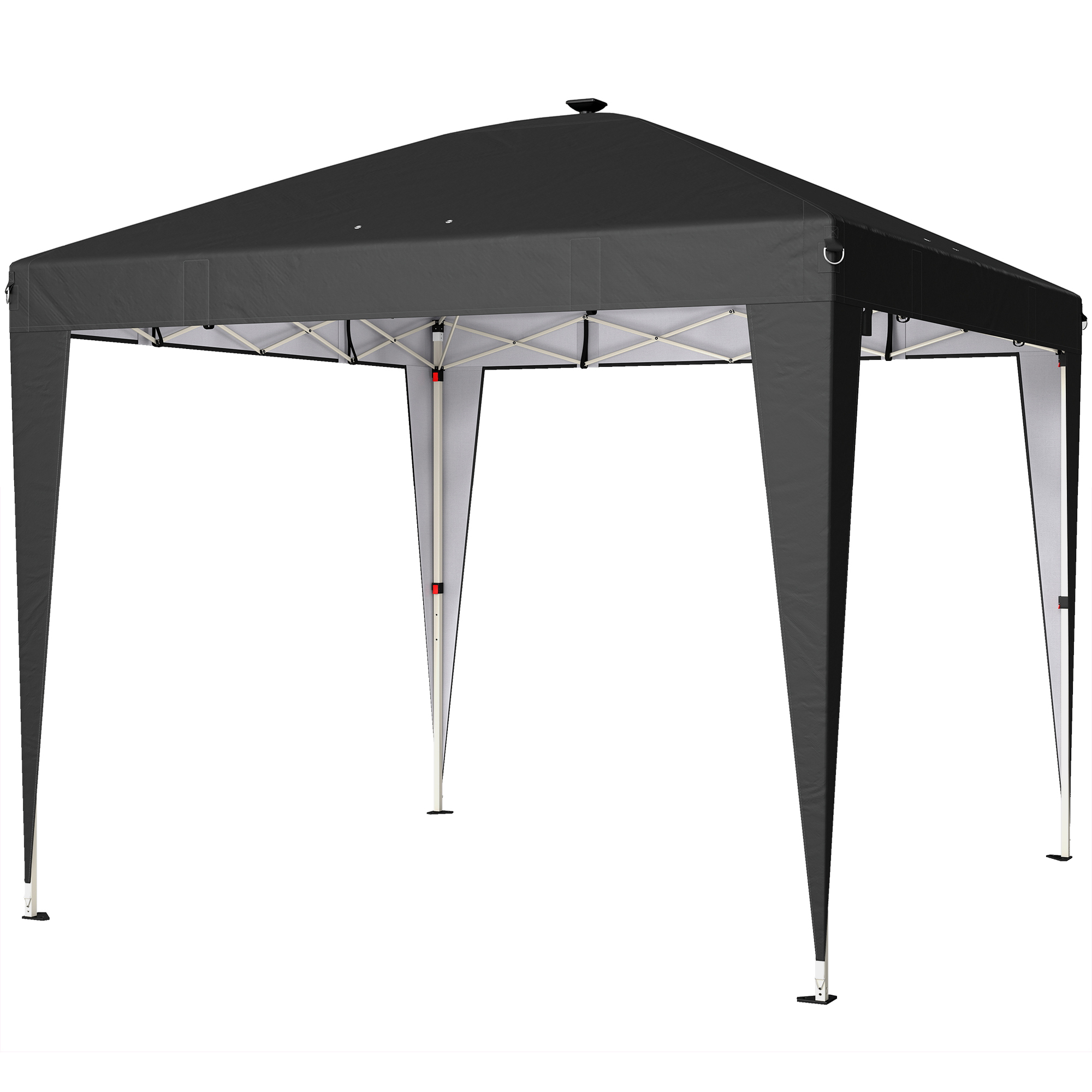 Outsunny Gazebo 3x3 m Pieghevole ad Altezza Regolabile con Luce Centrale e Telecomando, in Metallo e Poliestere, Nero Aosom Italy