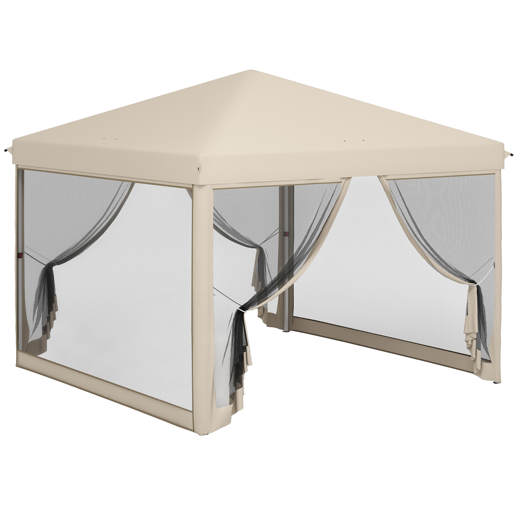 Outsunny Gazebo Barnum Pieghevole Pop-up impermeabilizzato Stile Coloniale 3L x 3l x 2,65H m 4 zanzariere + Sacca per il Trasporto Outsunny Gazebo Barnum Pieghevole Pop-up impermeabilizzato Stile Coloniale 3L x 3l x 2,65H m 4 zanzariere + Sacca per il Trasporto