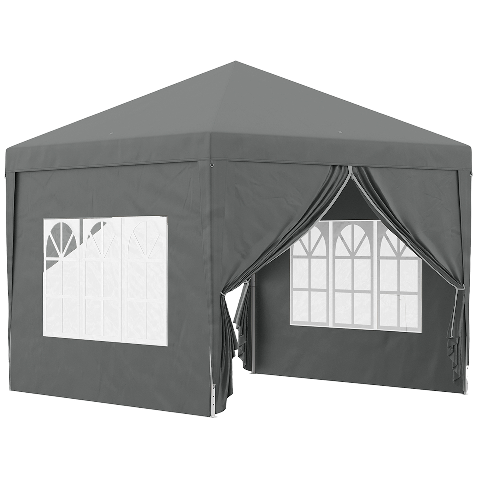 Outsunny Gazebo da Esterno 3x3 m Pieghevole con 4 Pannelli Laterali, in Acciaio e Tessuto Oxford Grigio