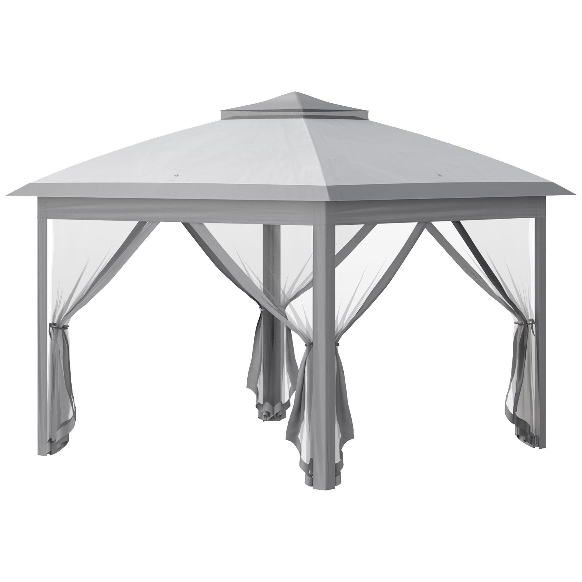 Outsunny Gazebo da Esterno Pieghevole ad Altezza Regolabile con Zanzariere, 3.3x3.3x2.8 m, Grigio Aosom Italy Outsunny Gazebo da Esterno Pieghevole ad Altezza Regolabile con Zanzariere, 3.3x3.3x2.8 m, Grigio Aosom Italy