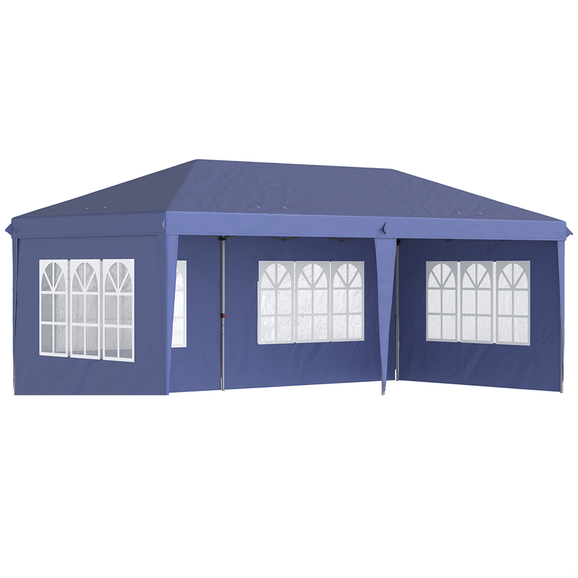 Outsunny Gazebo da Giardino 6x3 m Regolabile in Altezza con Pareti Removibili, in Acciaio e Poliestere, Blu Aosom
