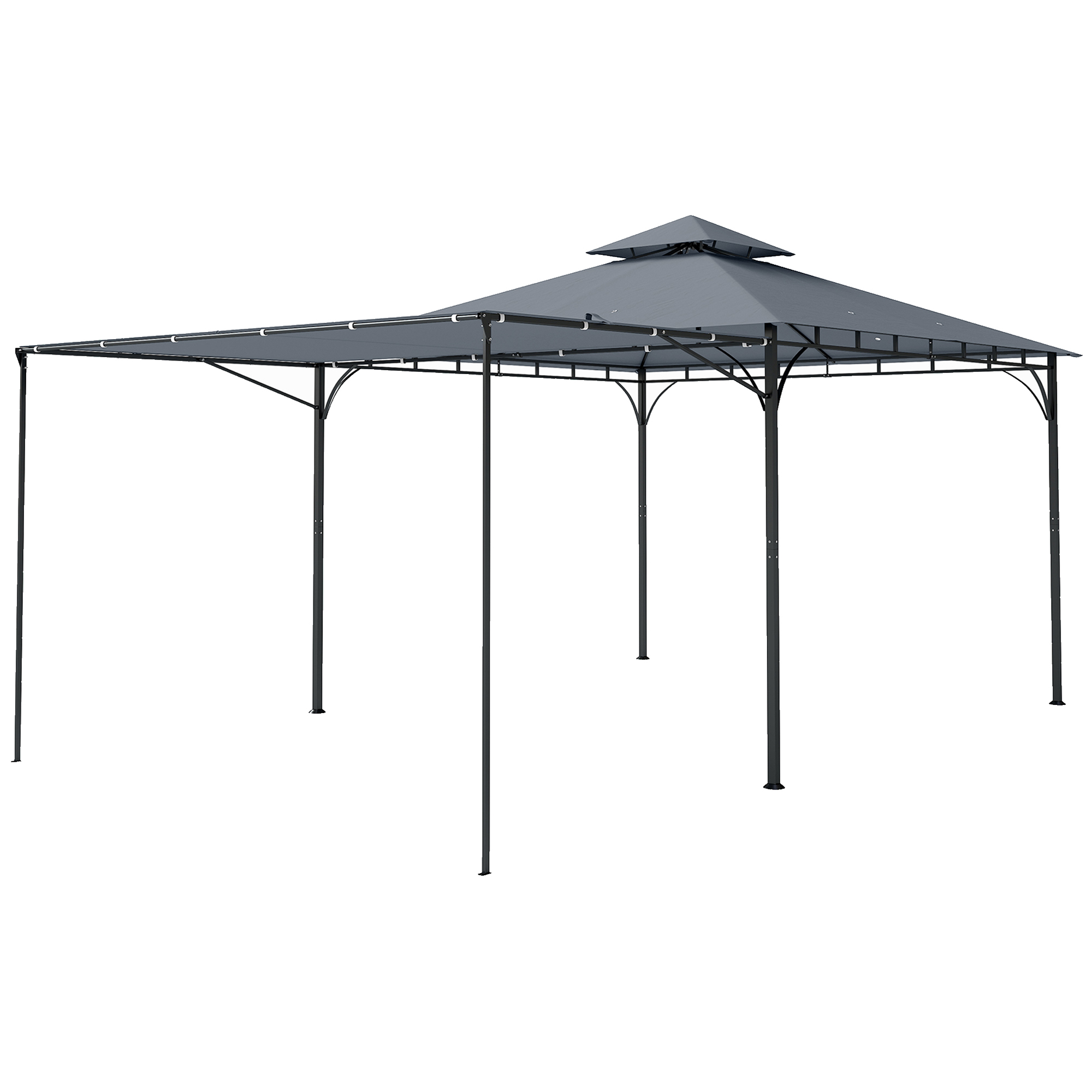 Outsunny Gazebo da Giardino Gazebo da Esterno Tetto Estensibile, 3.2x3.2 m, Grigio Aosom Italy