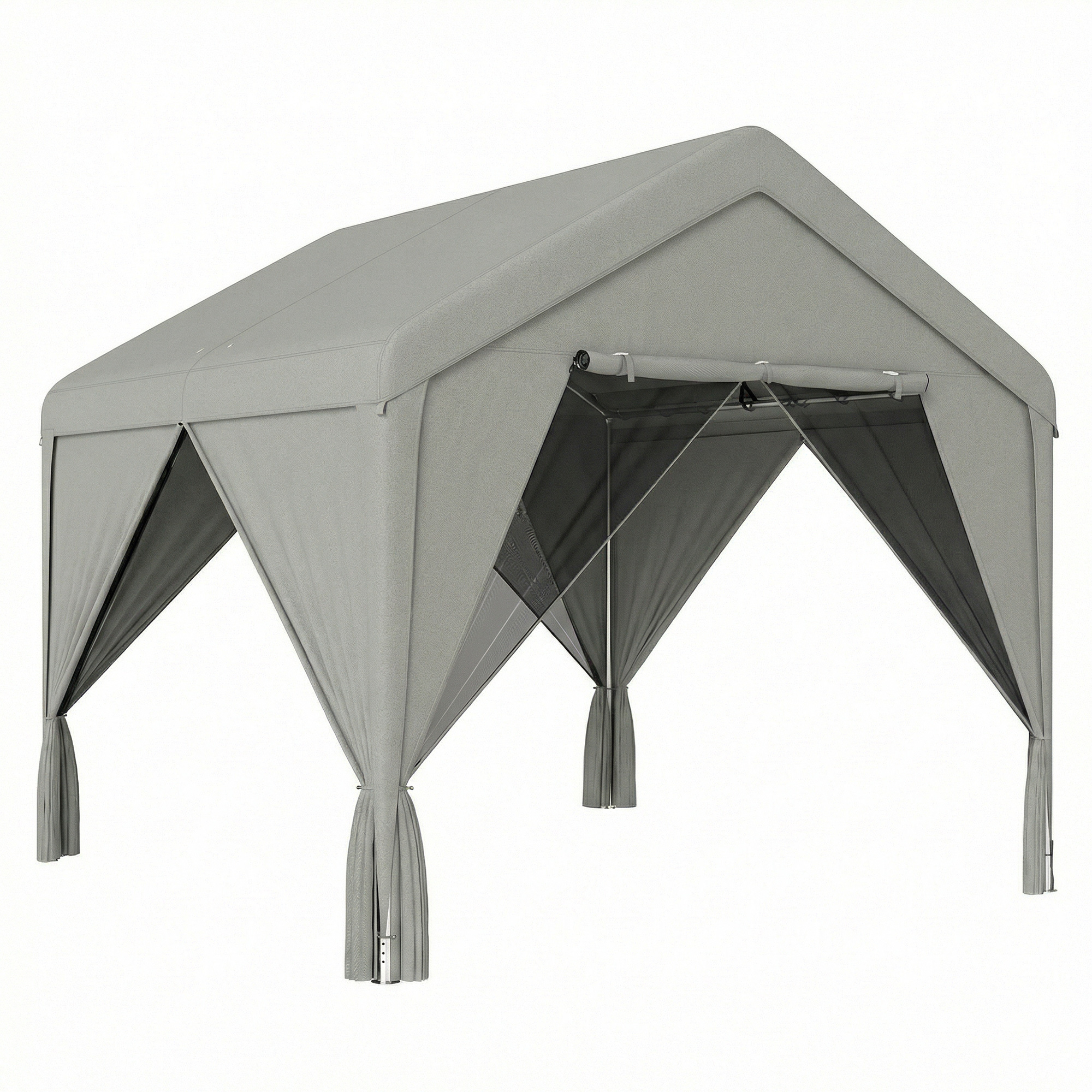 Outsunny Gazebo da giardino padiglione impermeabile struttura robusta in acciaio galvanizzato con tetto a doppia pendenza 3x3 m grigio Aosom Italy