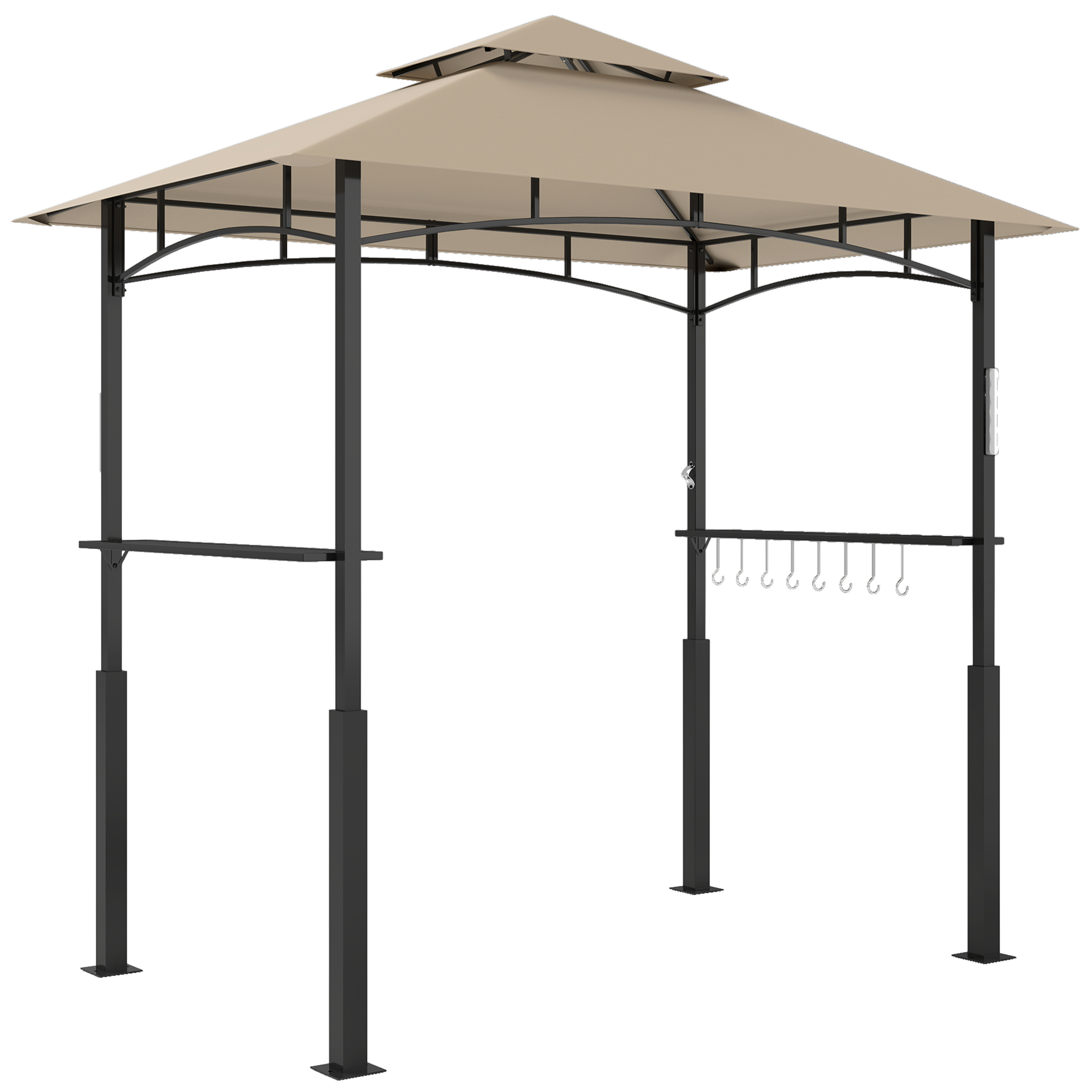 Outsunny Gazebo per barbecue a due livelli tettoia per giardino con luce LED 240 x 150 x 250 cm kaki Aosom Italy Outsunny Gazebo per barbecue a due livelli tettoia per giardino con luce LED 240 x 150 x 250 cm kaki Aosom Italy
