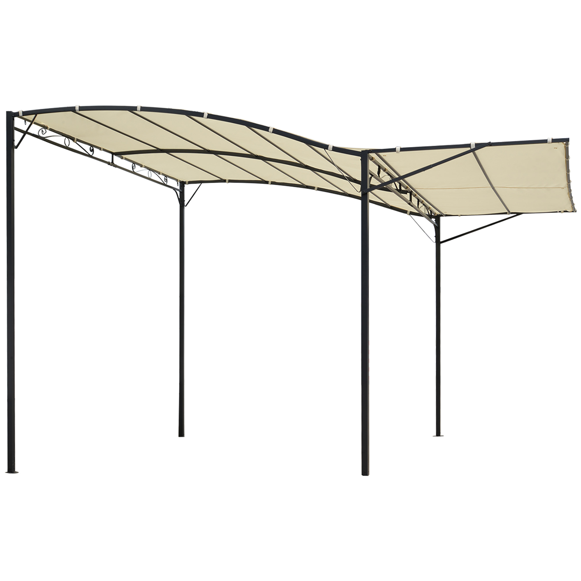 Outsunny Gazebo Pergola da Giardino in Acciaio con Copertura, Tettoia Apribile, Tessuto Beige 300x250cm Aosom Italy Aosom